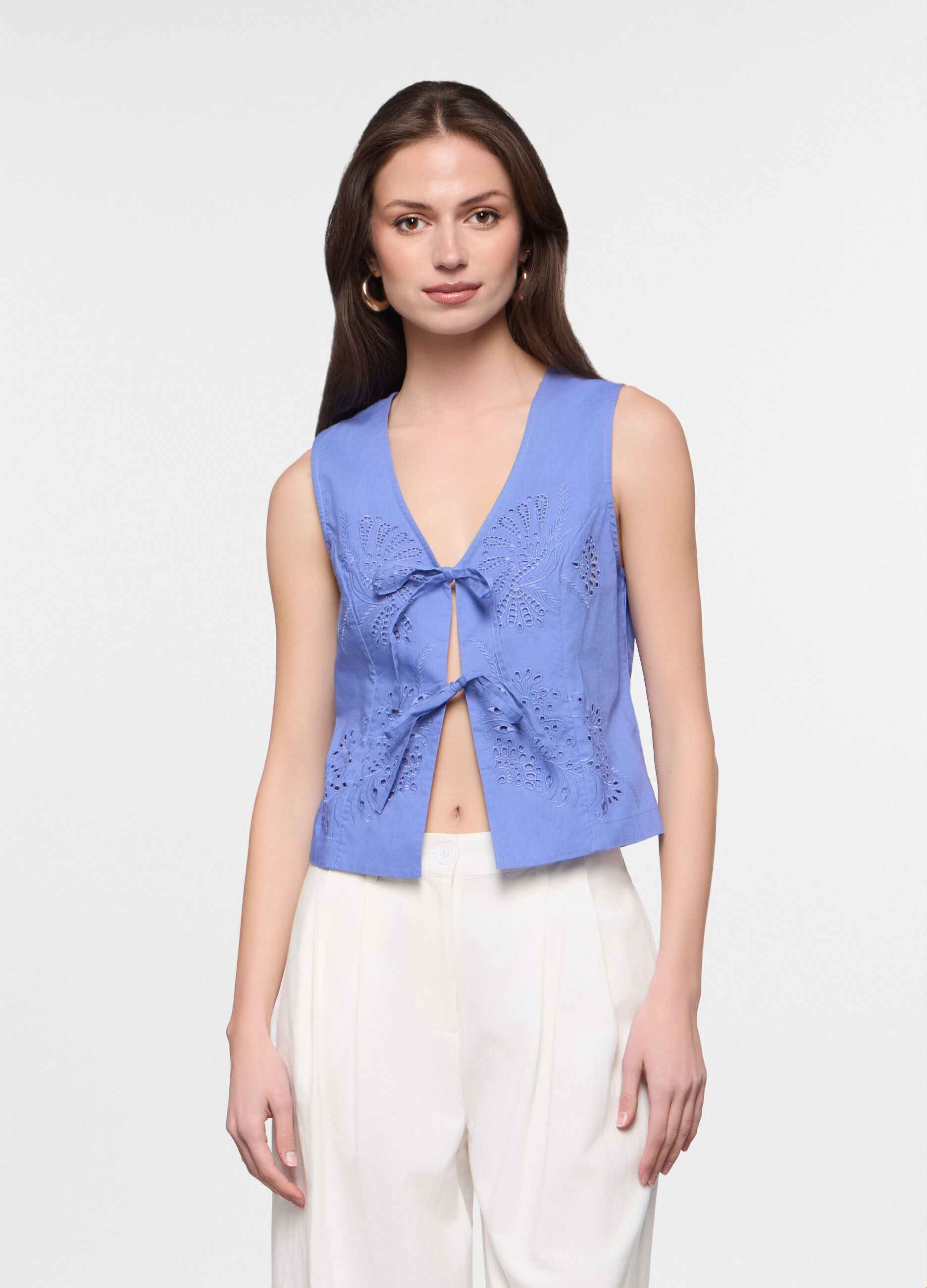 Gilet in popeline di puro cotone donna_0