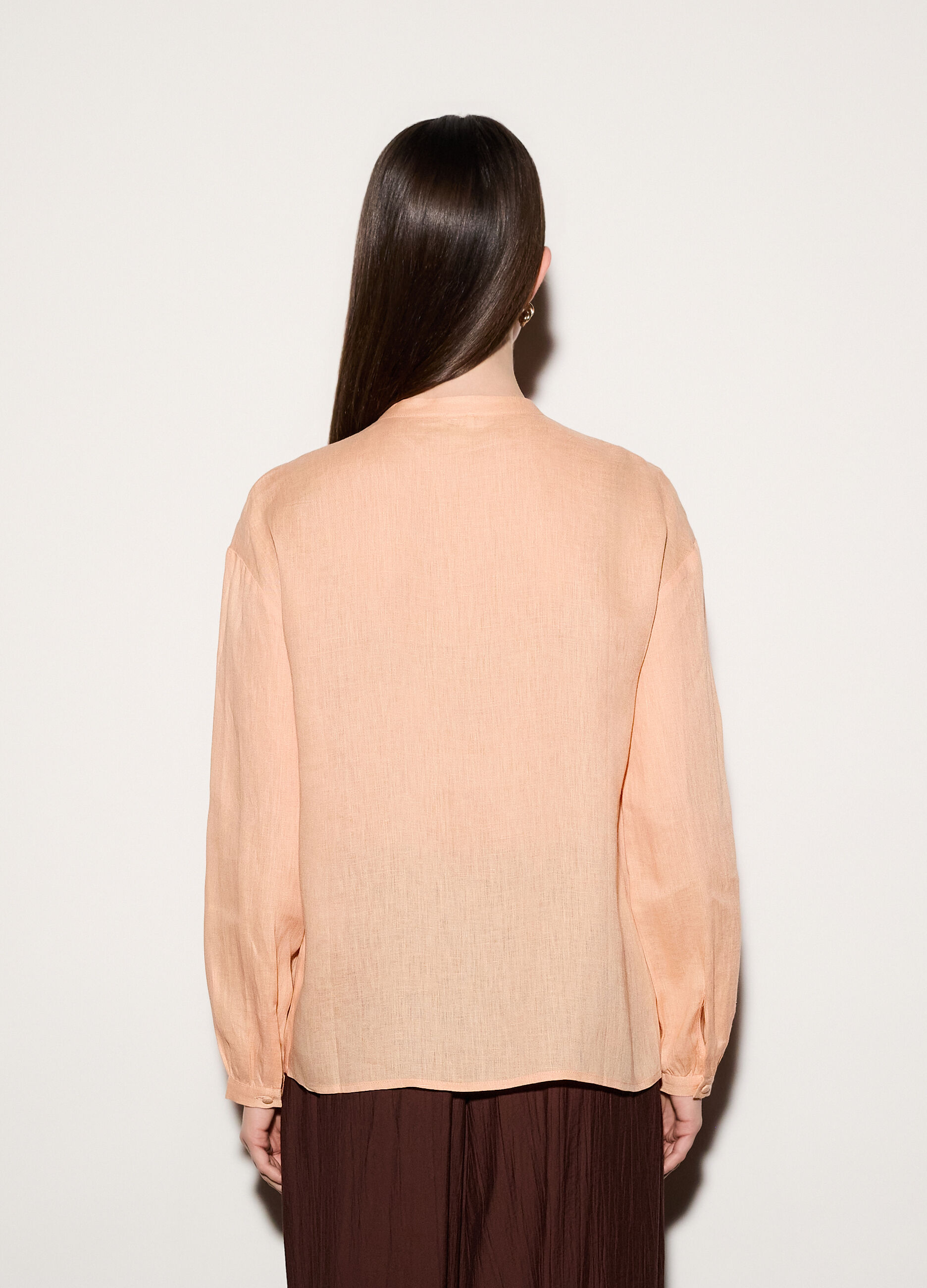 Camicia regular fit girocollo in puro lino donna_2