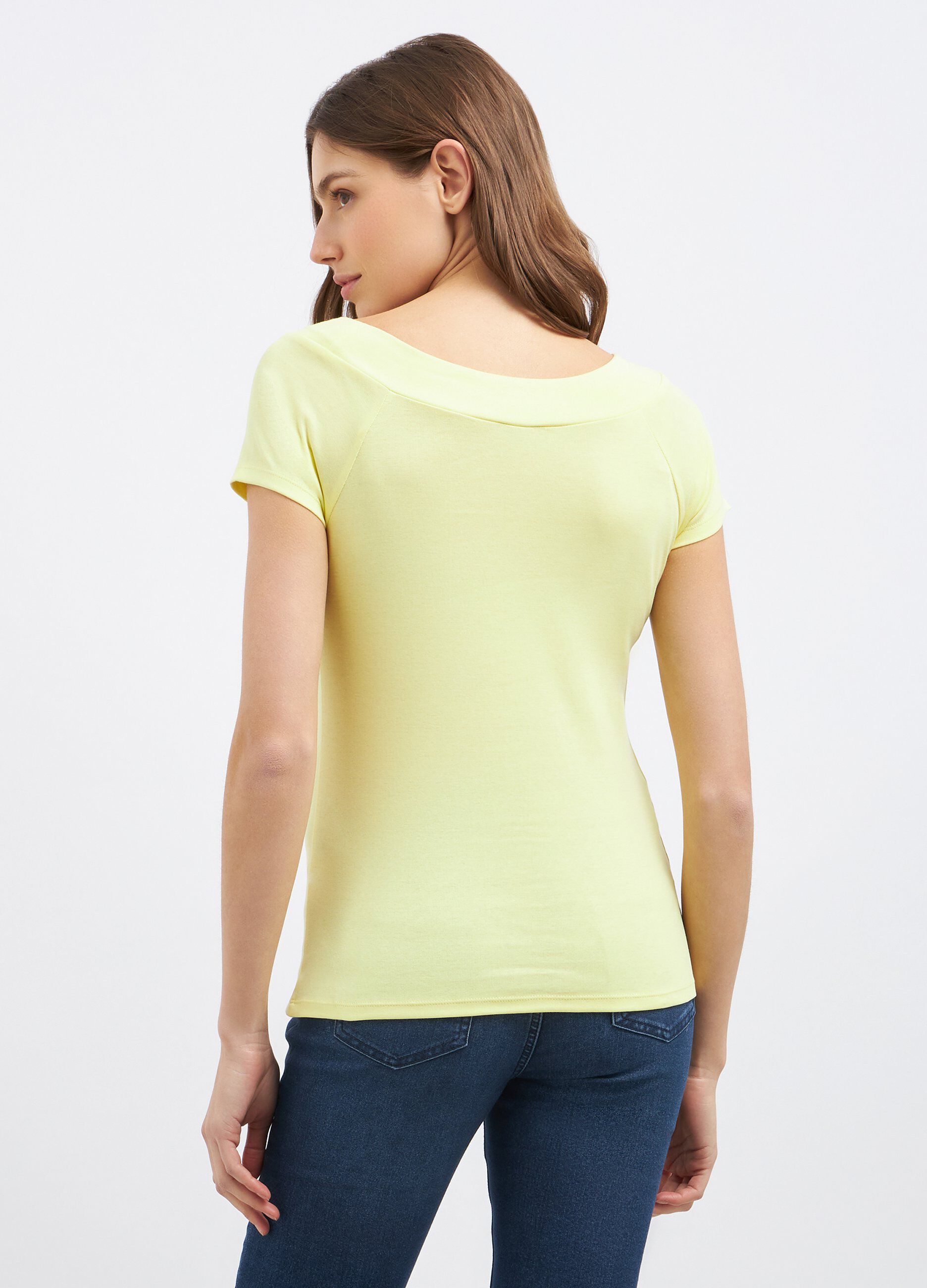T-shirt in puro cotone con scollo a barchetta donna_1