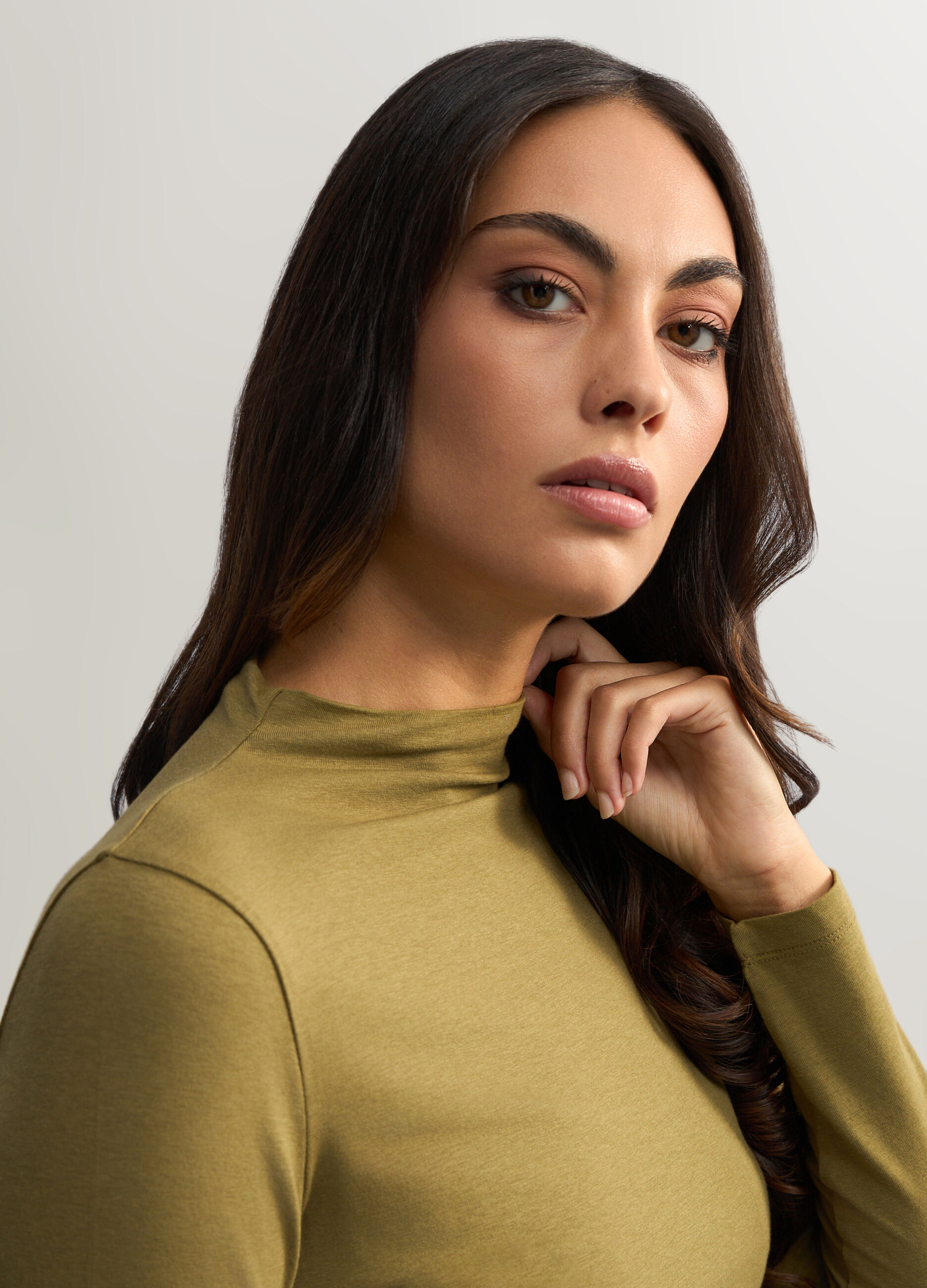 T-shirt a collo alto stretch donna _2