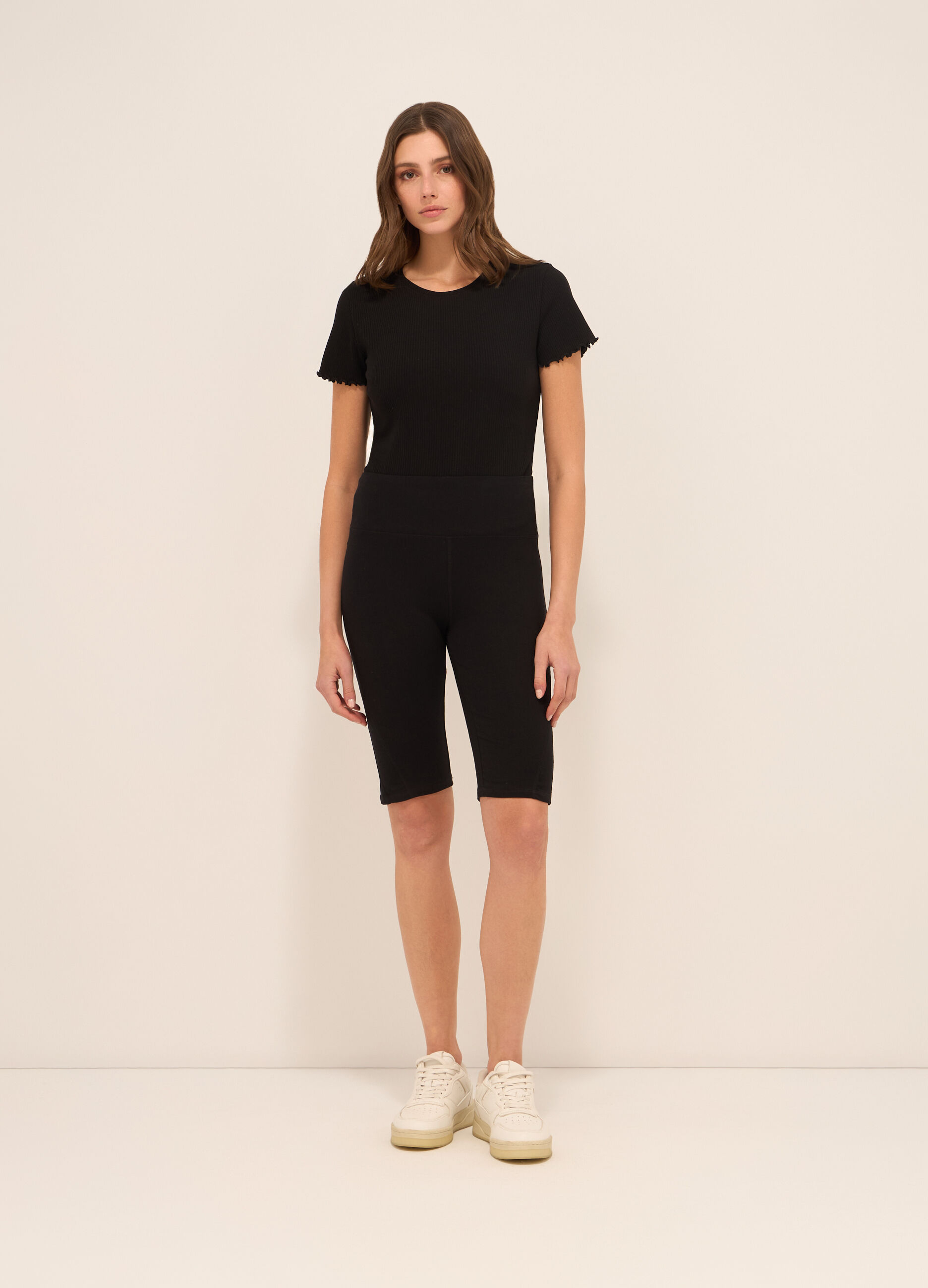 Leggings ciclista in cotone stretch donna_0
