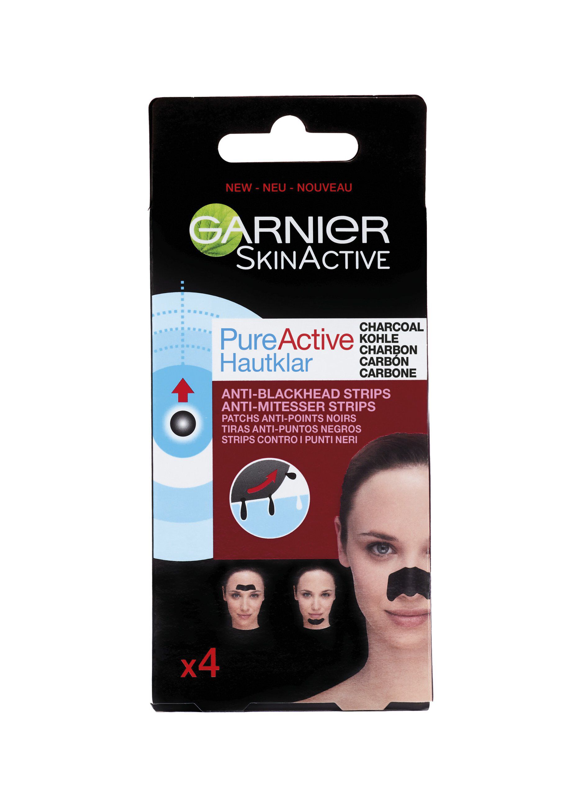 Garnier Strips Viso Pure Active Charcoal, Strip Zona-T contro i punti neri, Formula arricchita con carbone vegetale, Efficace in soli 15 minuti.