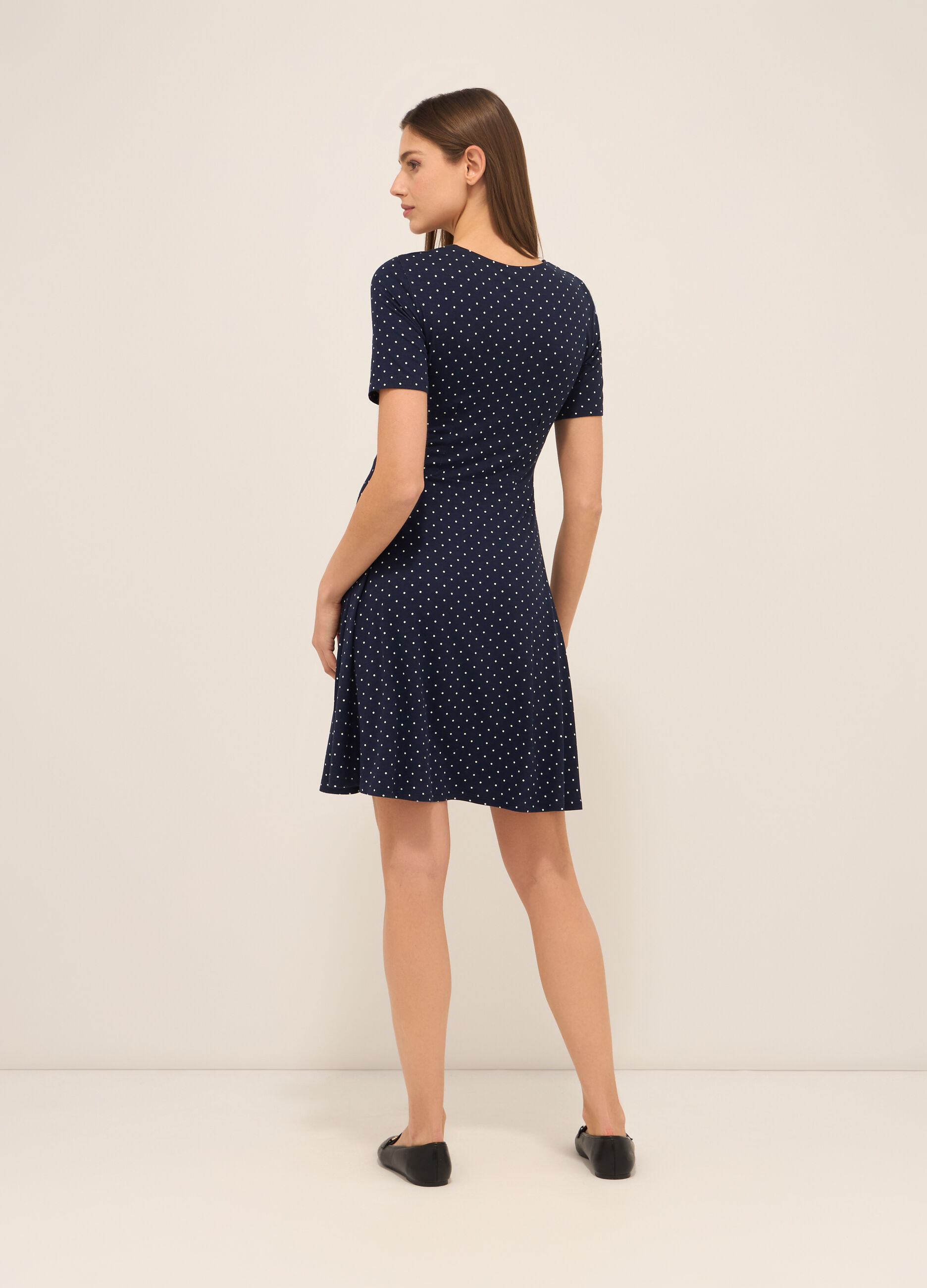 Abito corto in jersey di viscosa stretch donna_1