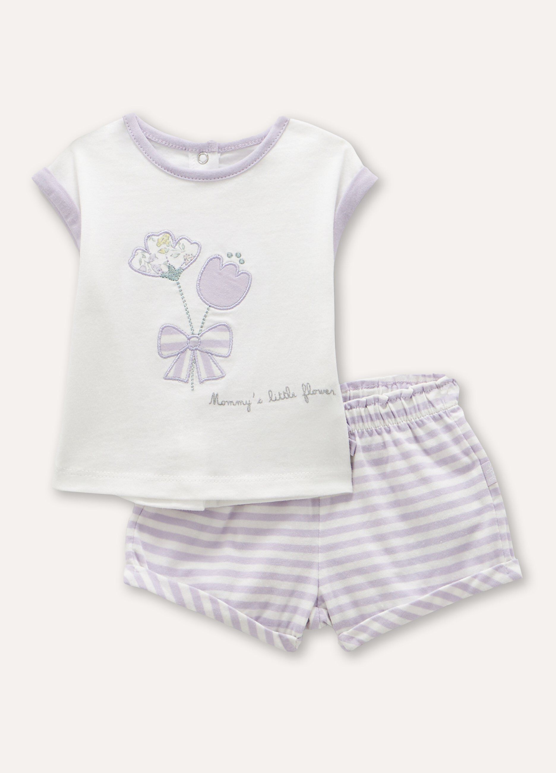 Set t-shirt + shorts in puro cotone neonata_0