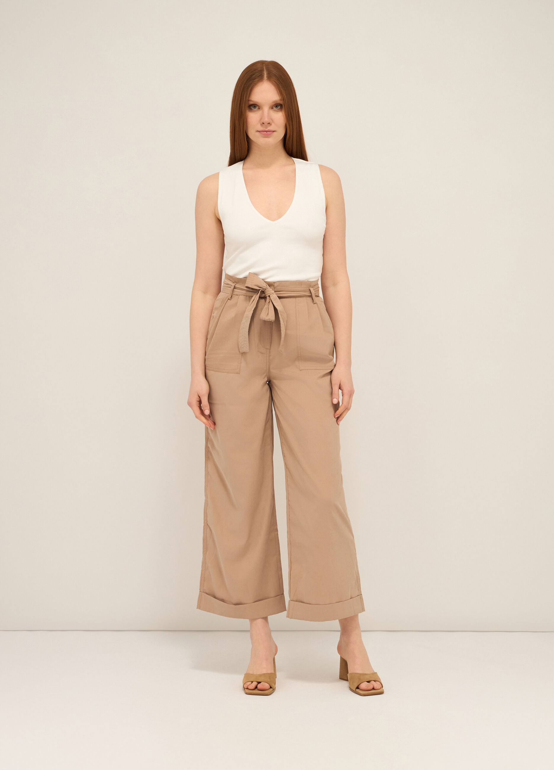 Pantaloni in twill stretch donna_0
