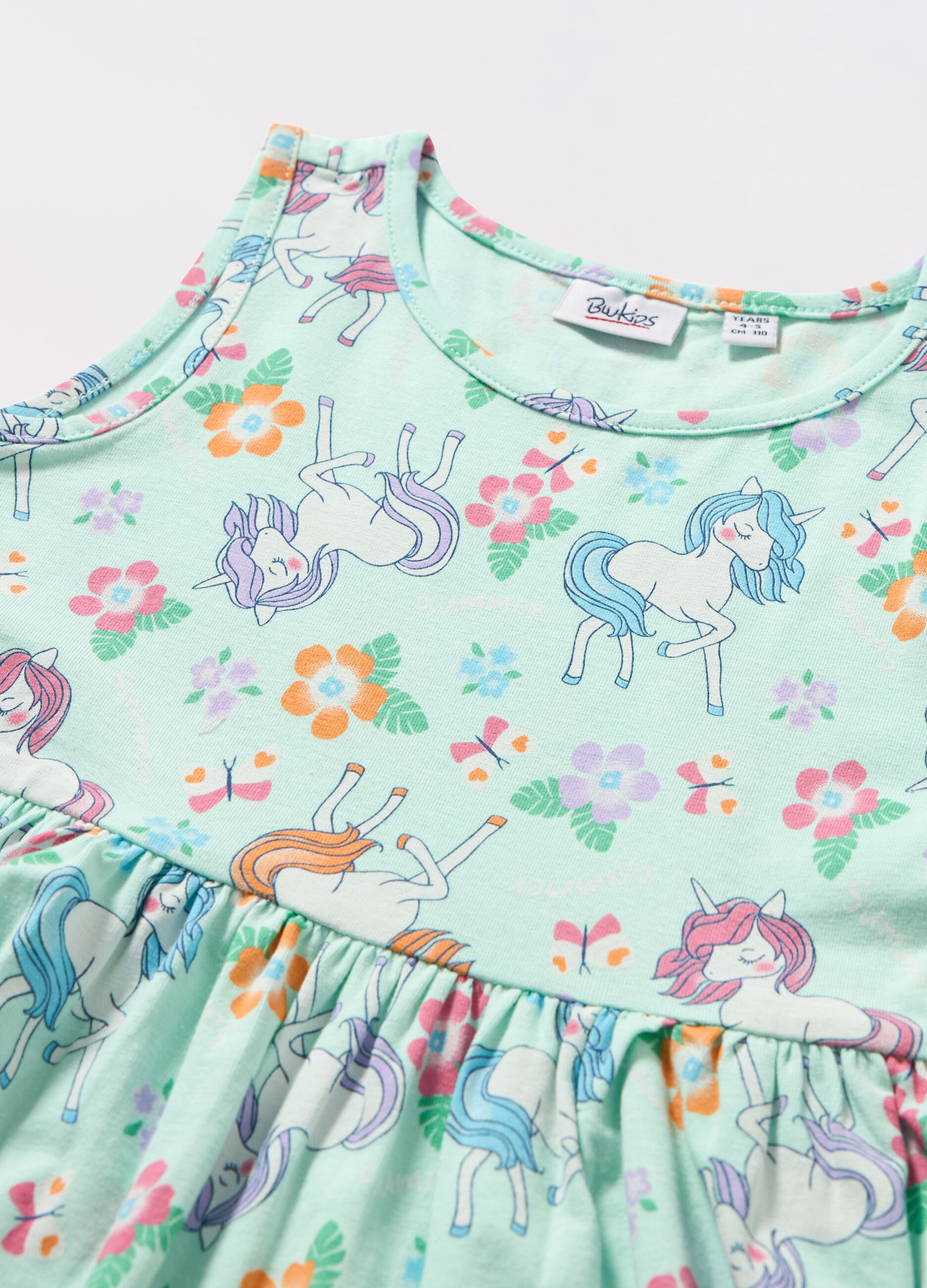 Vestito smanicato in jersey di cotone stretch bambina_1