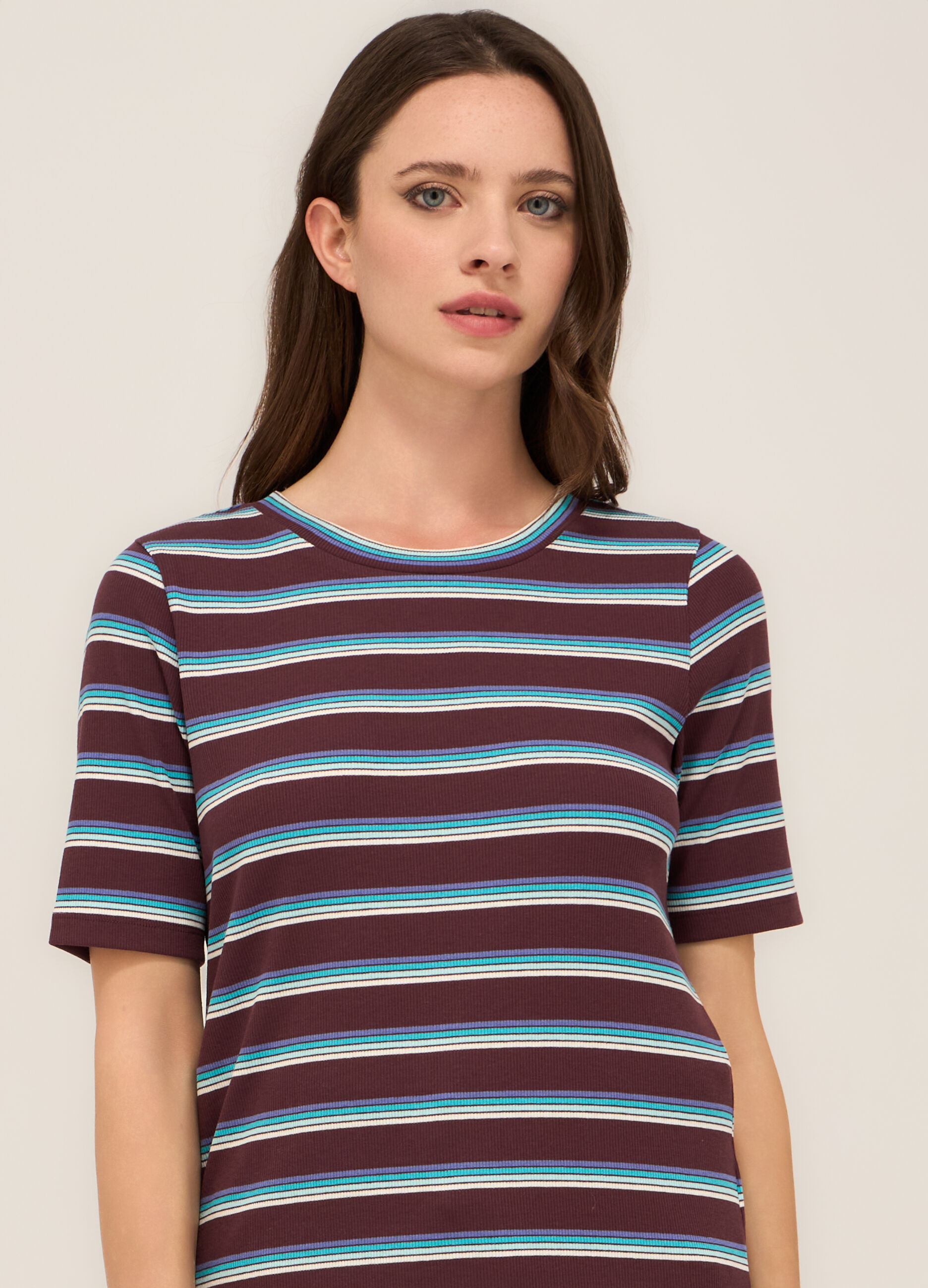 T-shirt in costina misto cotone donna_2