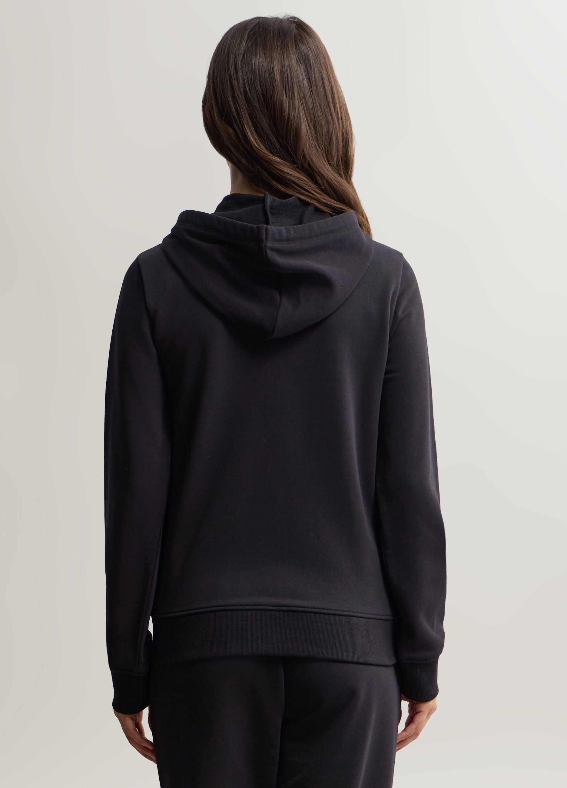 Felpa con cappuccio misto cotone garzato donna_1