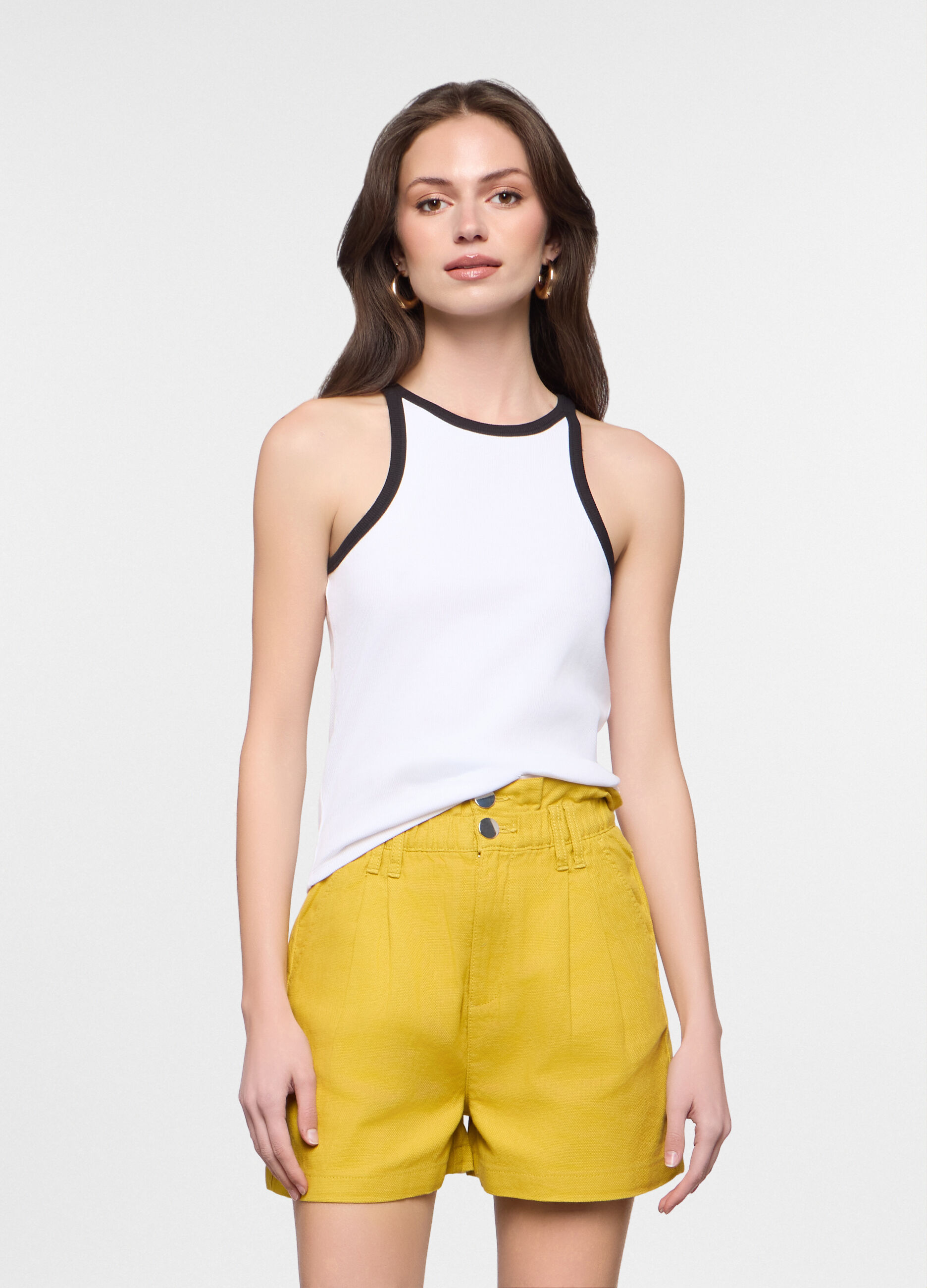 Canotta fitted girocollo stretch donna_0