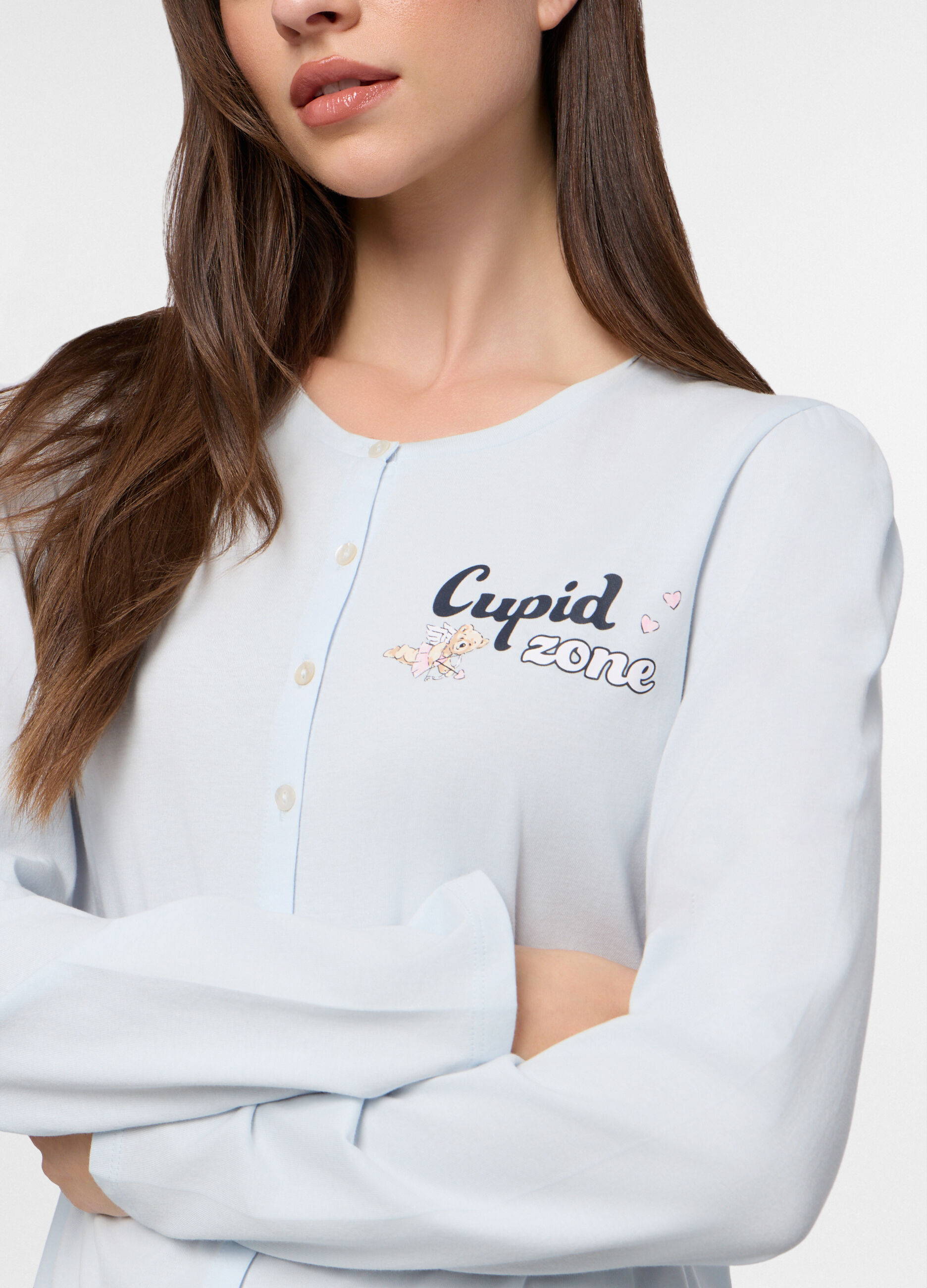 Set pigiama lungo in jersey di puro cotone donna_2