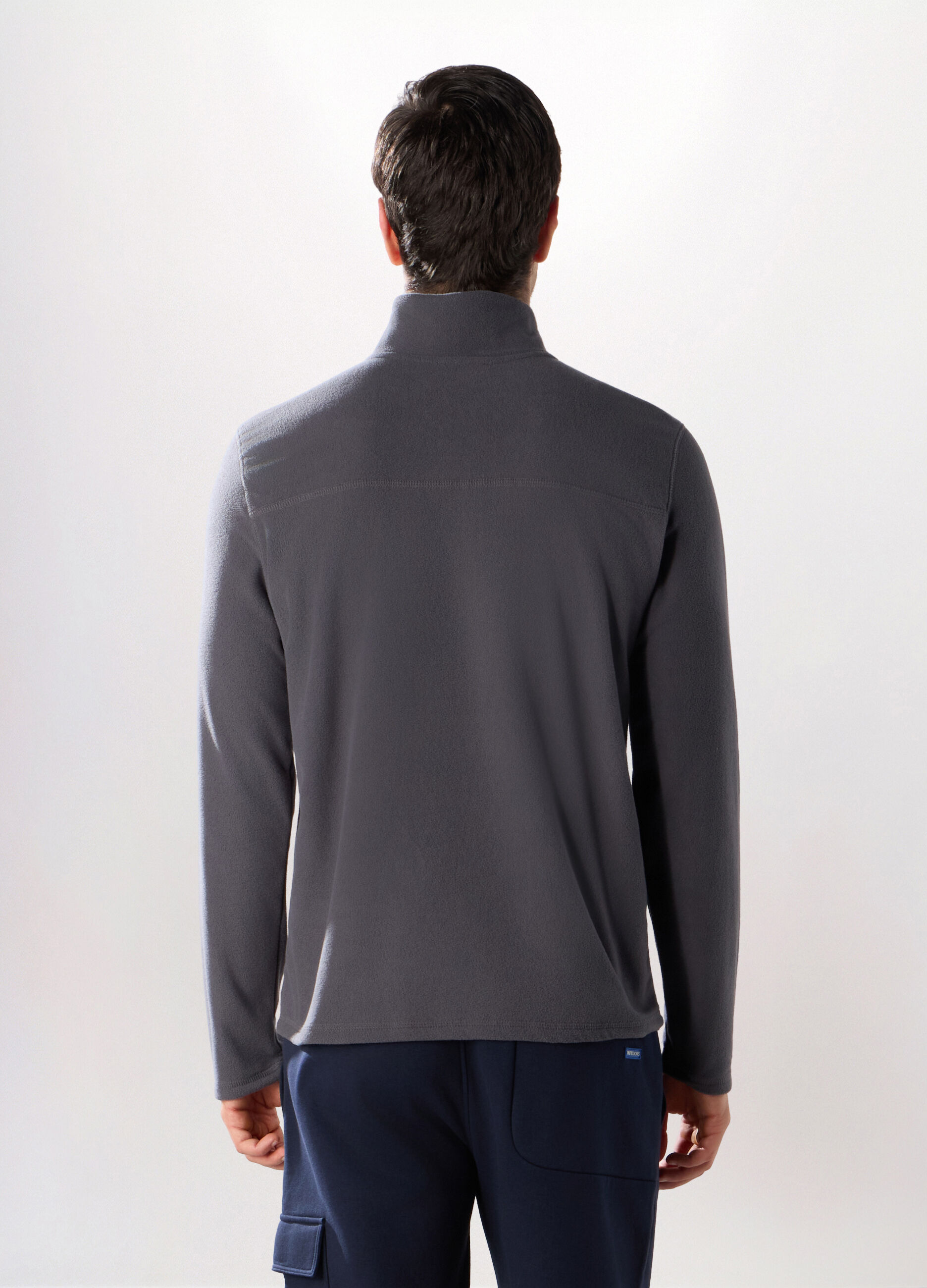 Lupetto con zip in pile uomo_1