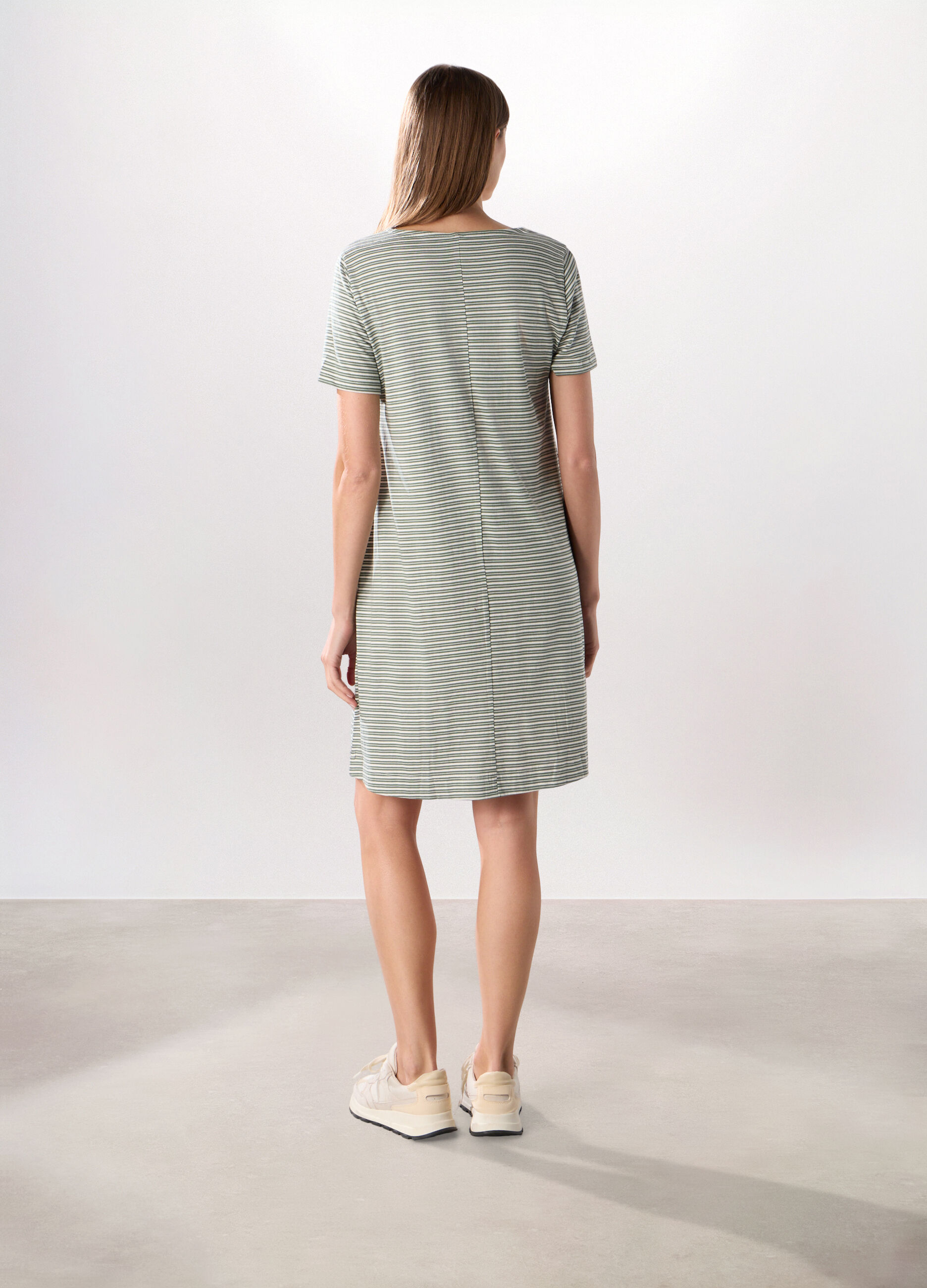 Vestito corto misto cotone a righe donna_1