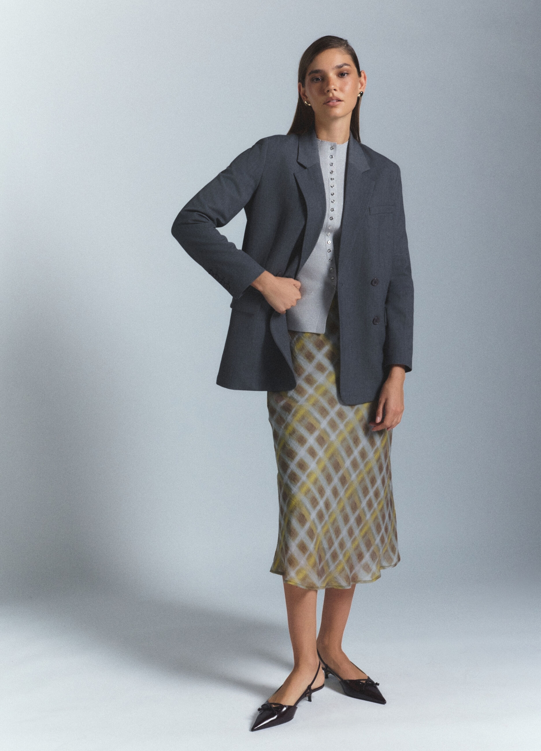 Blazer doppiopetto con collo reverse misto viscosa stretch donna_0