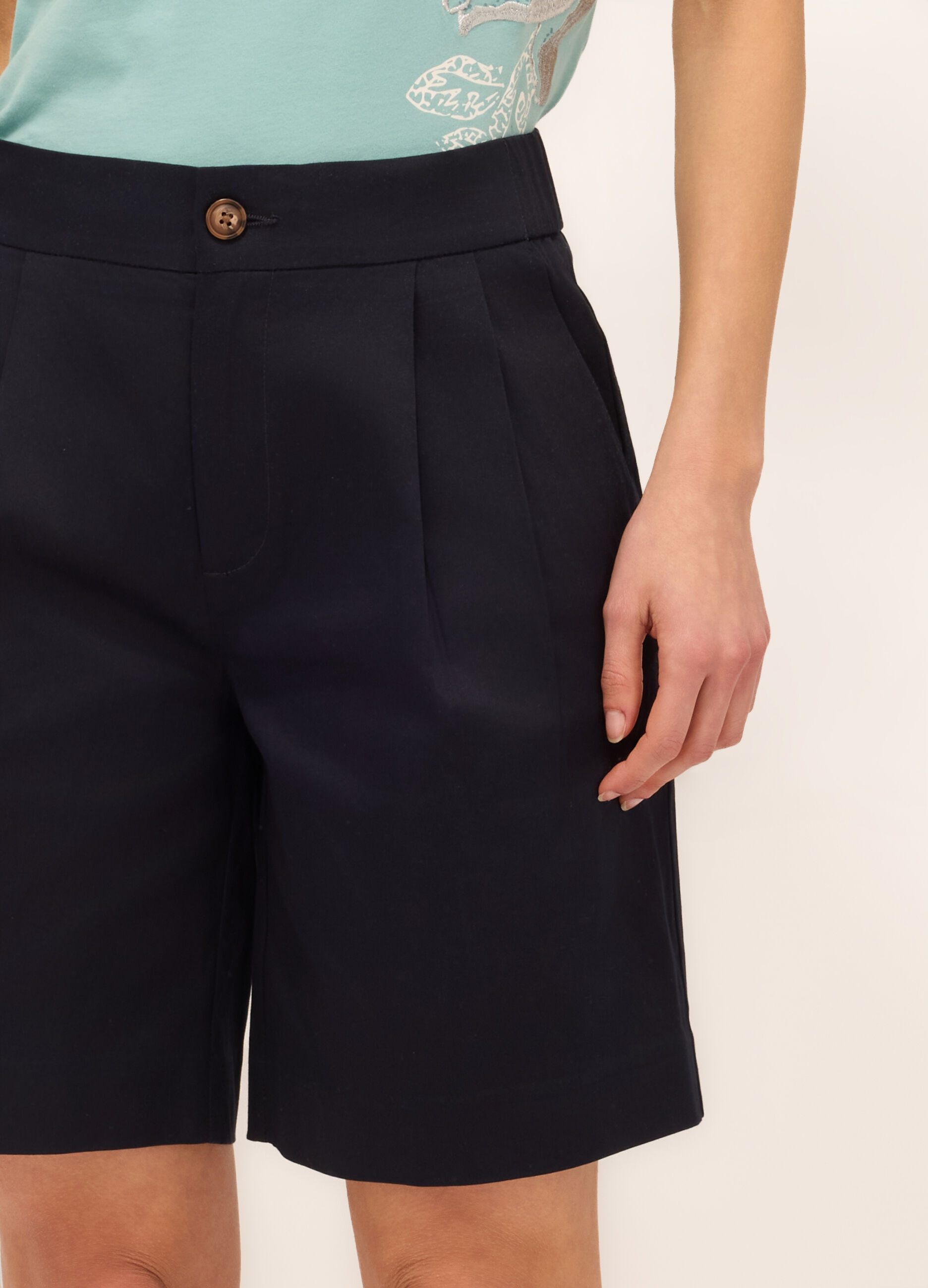 Shorts in raso di cotone stretch donna_2