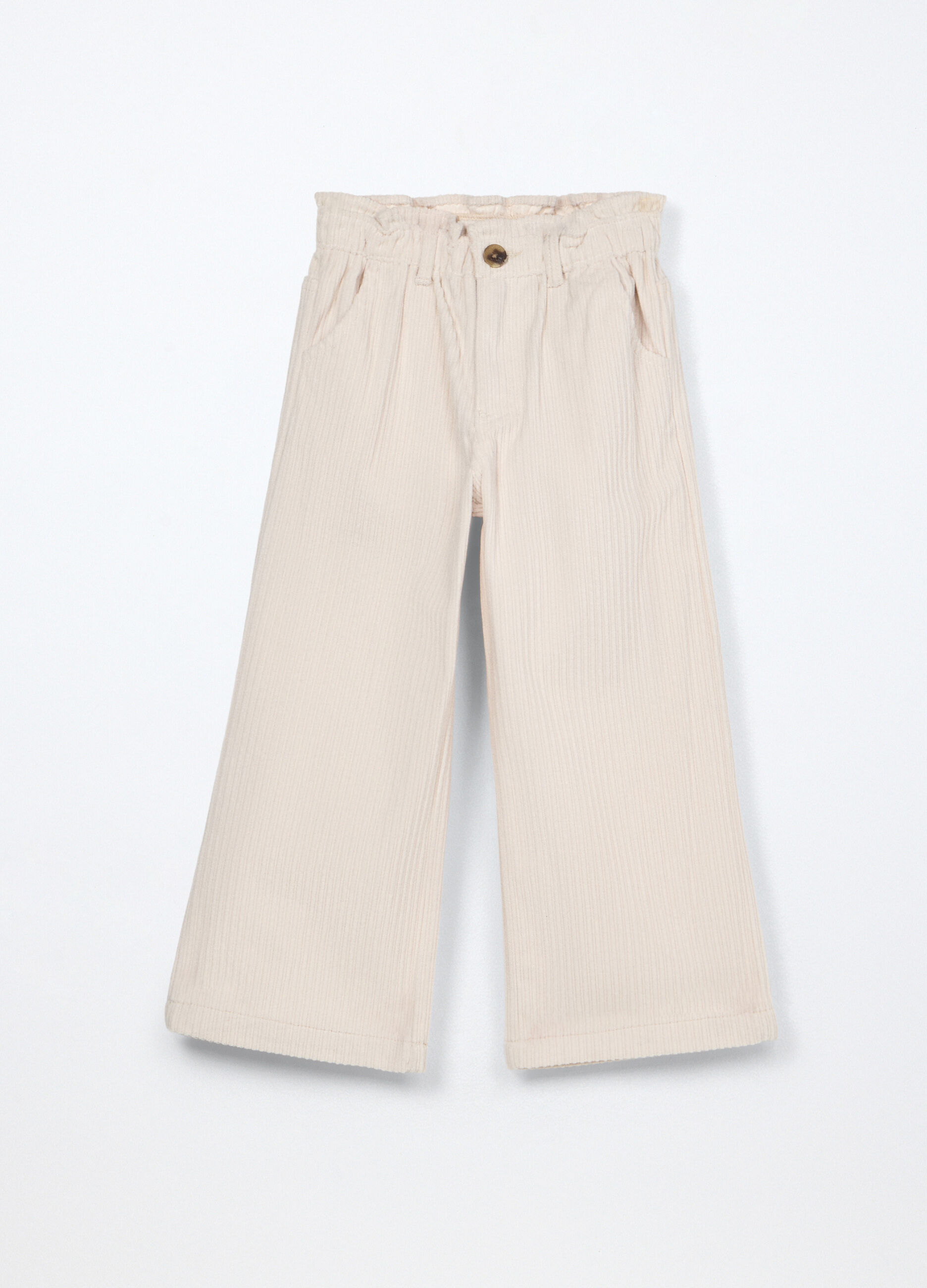 Pantaloni wide leg in velluto a coste bambina_0