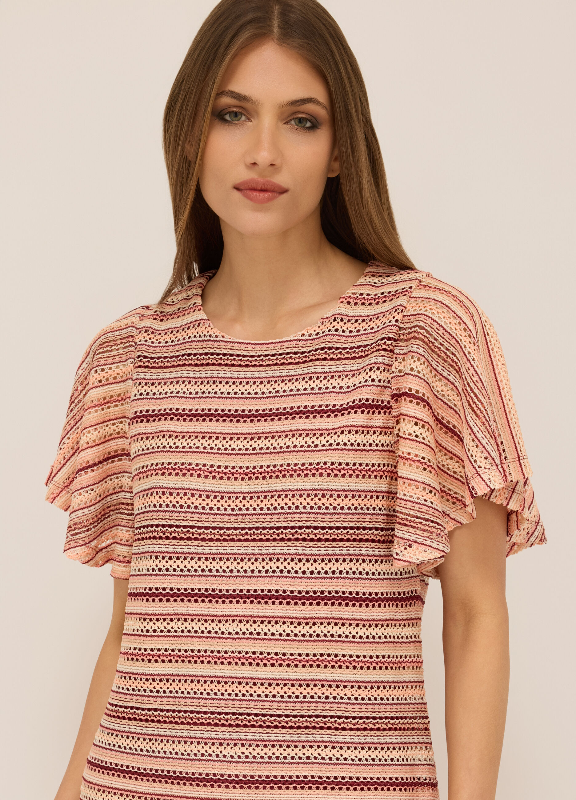 Abito corto tricot a righe donna_2
