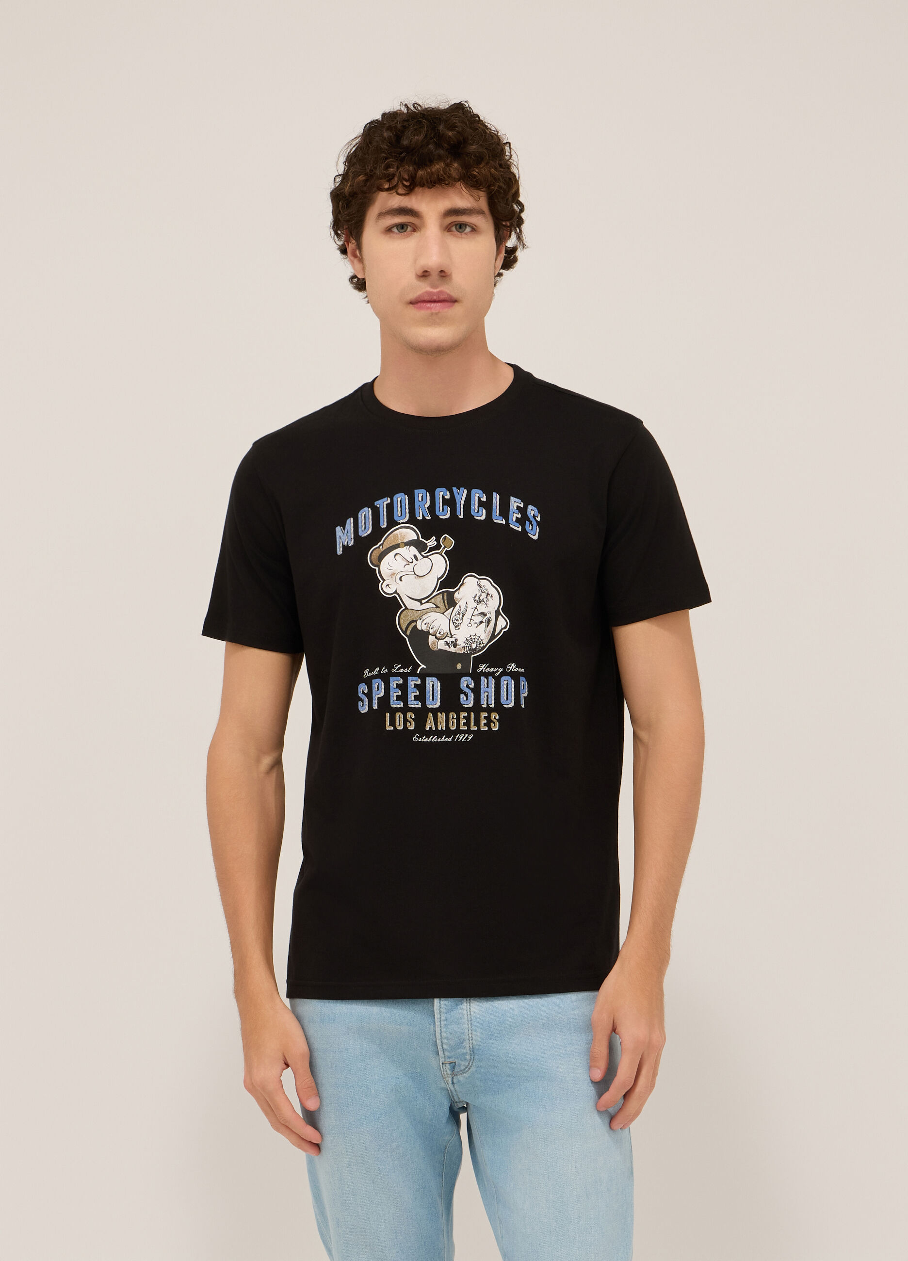 T-shirt in jersey di cotone con stampa uomo_0