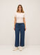 Pantaloni wide leg in denim di misto cotone donna_0