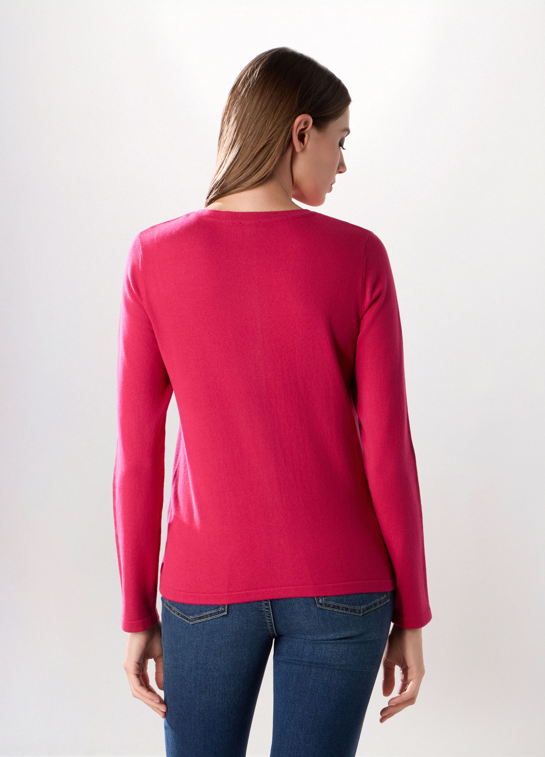 Cardigan a girocollo in misto cotone donna_1
