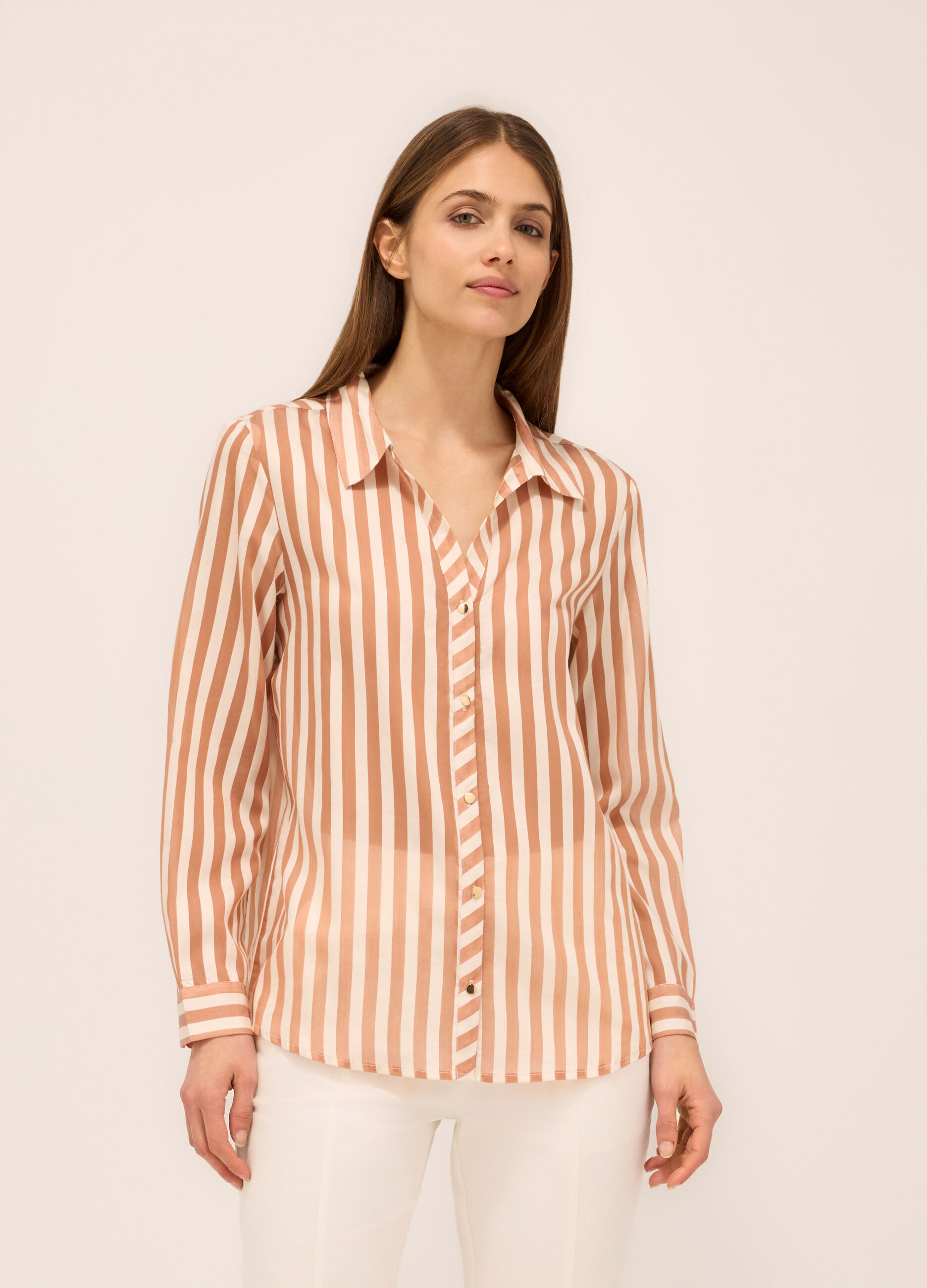 Camicia a righe in misto lyocell donna_0