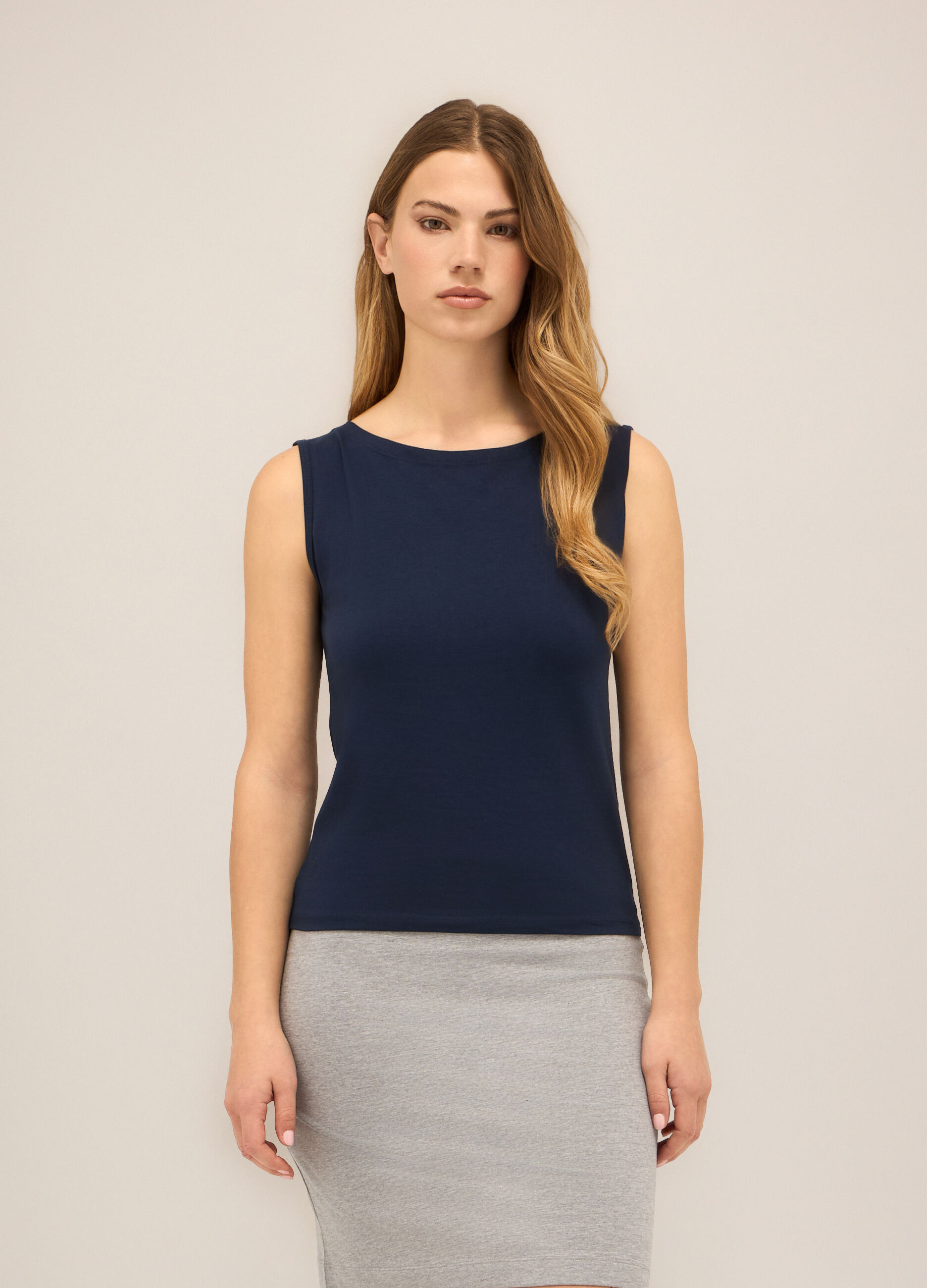 Gonna in jersey di cotone stretch donna_0