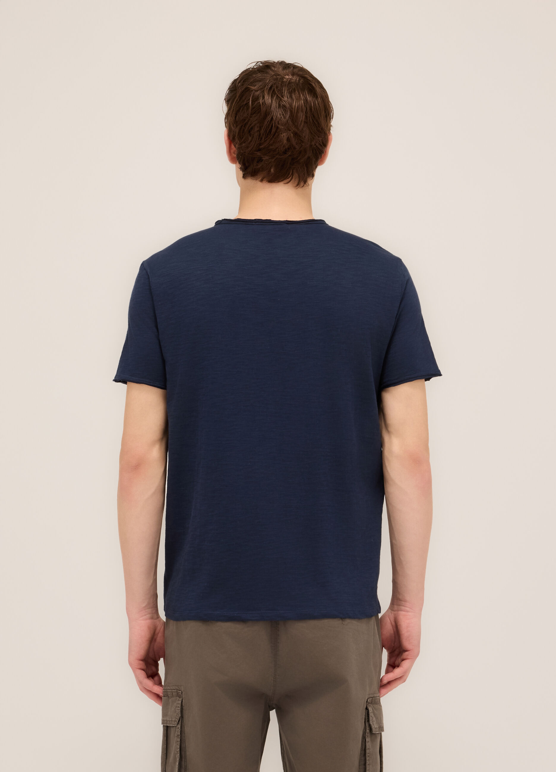T-shirt girocollo in cotone e lino uomo