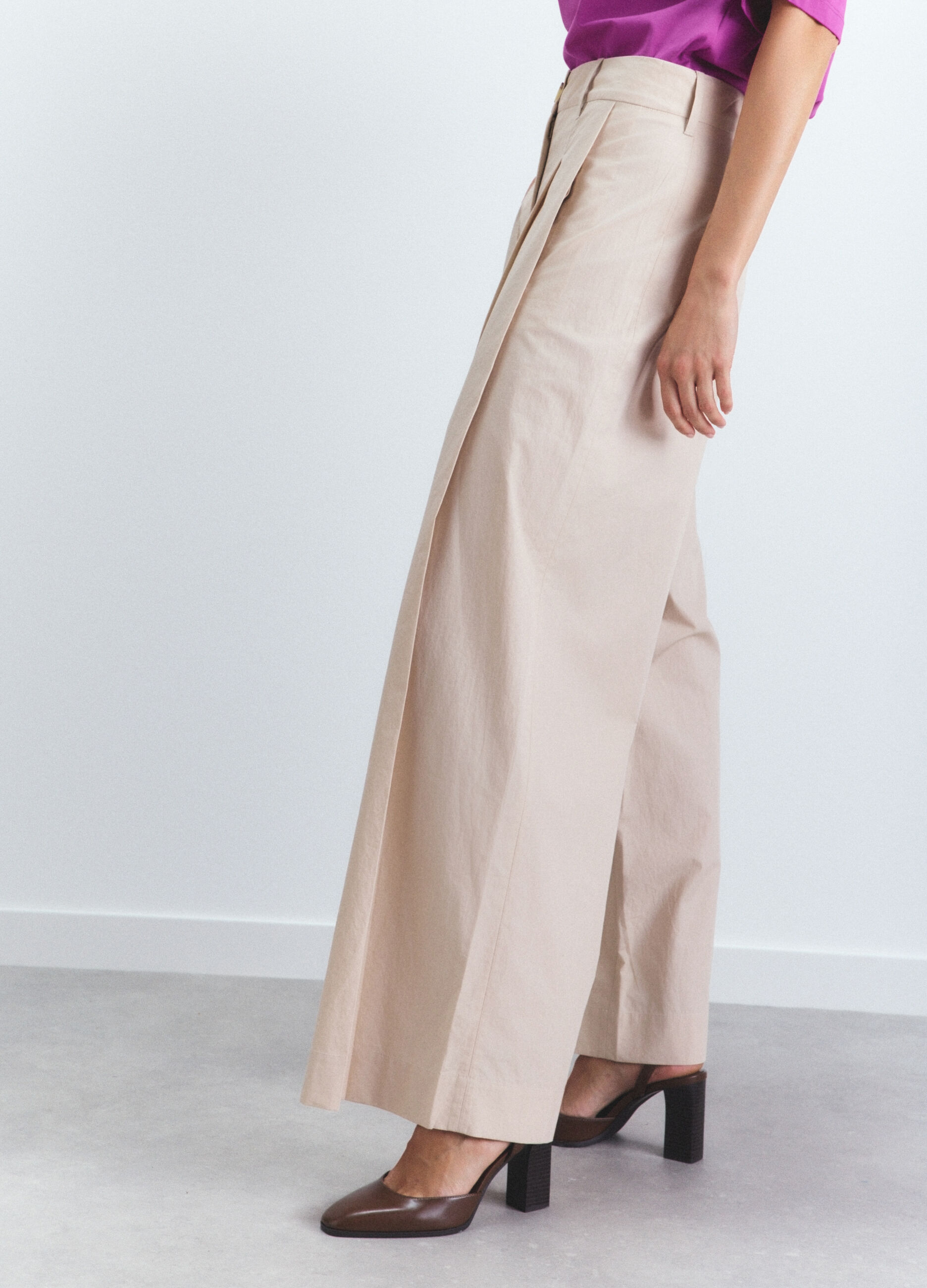 Pantaloni Fit Regular in popeline di puro cotone donna_2