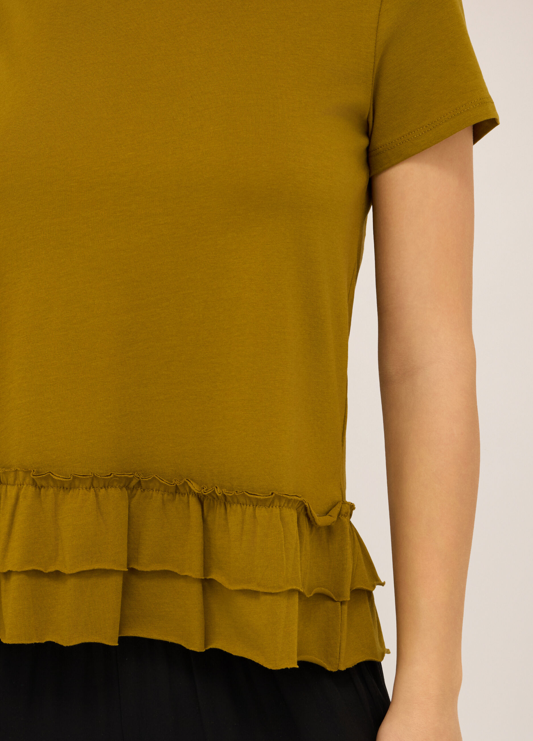 T-shirt in jersey di puro cotone con rouches donna_2