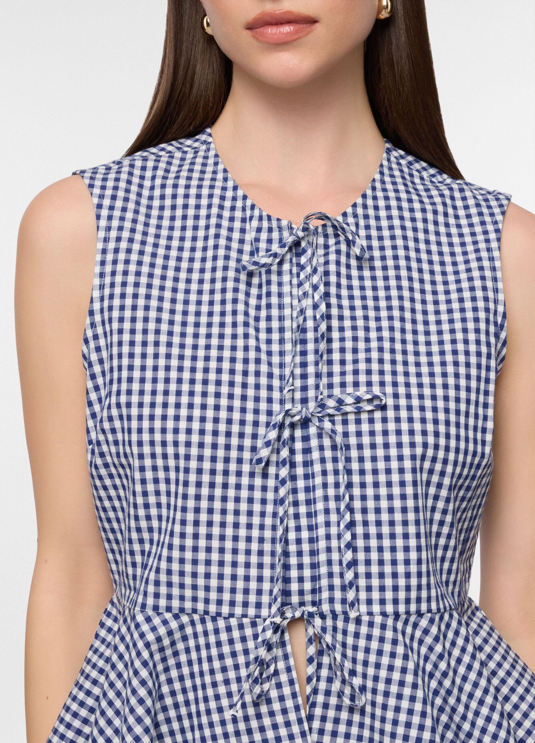 Top girocollo in popeline donna
