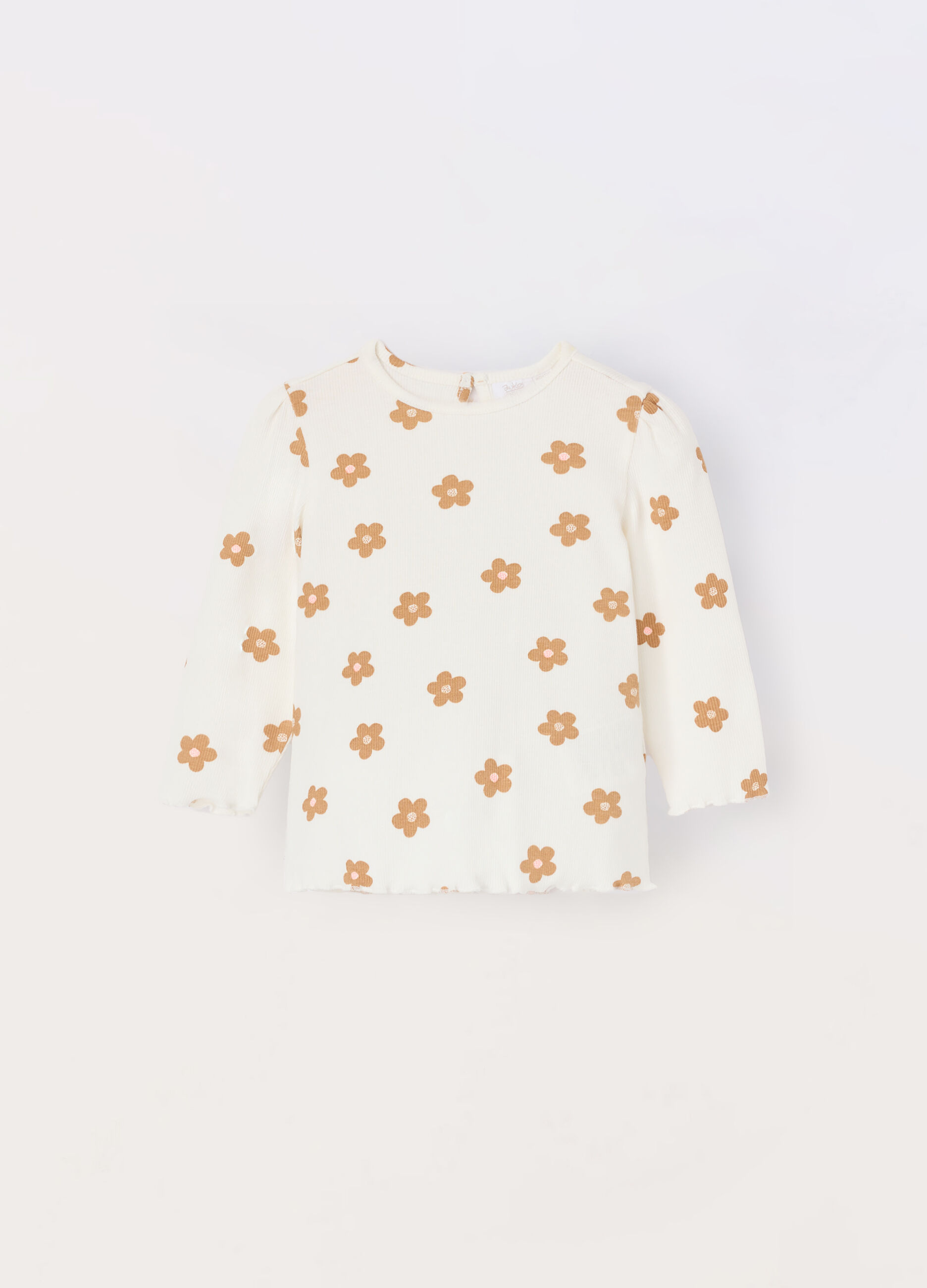 T-shirt in costina di cotone stretch neonata_0