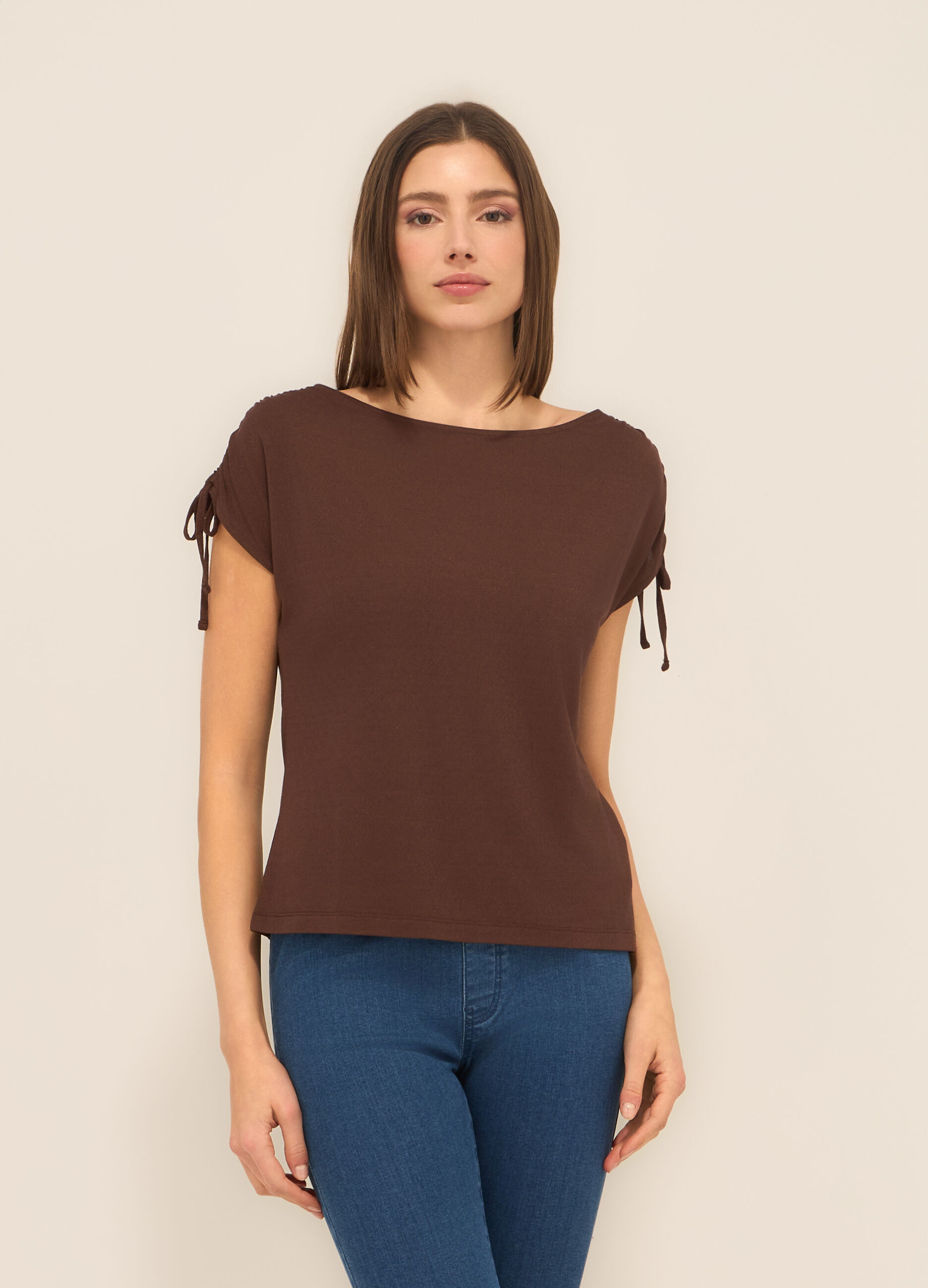 T-shirt misto viscosa con filo lurex donna_0