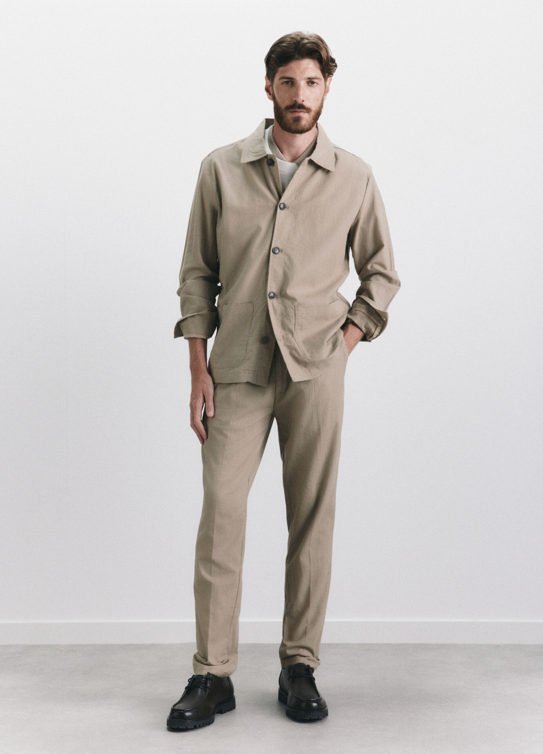 Giacca a camicia in lino e cotone uomo_0