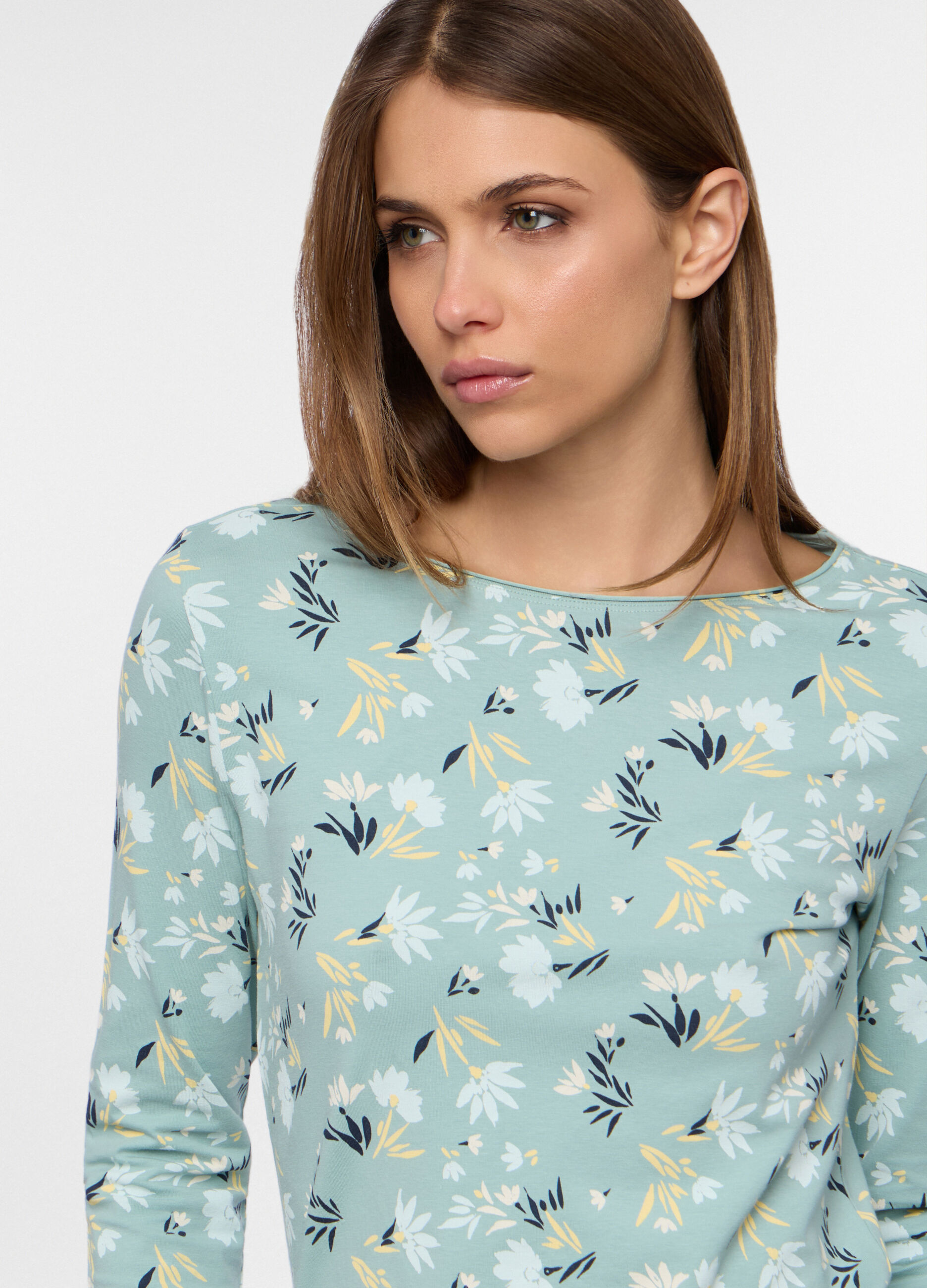 T-shirt con scollo rotondo stretch donna_2