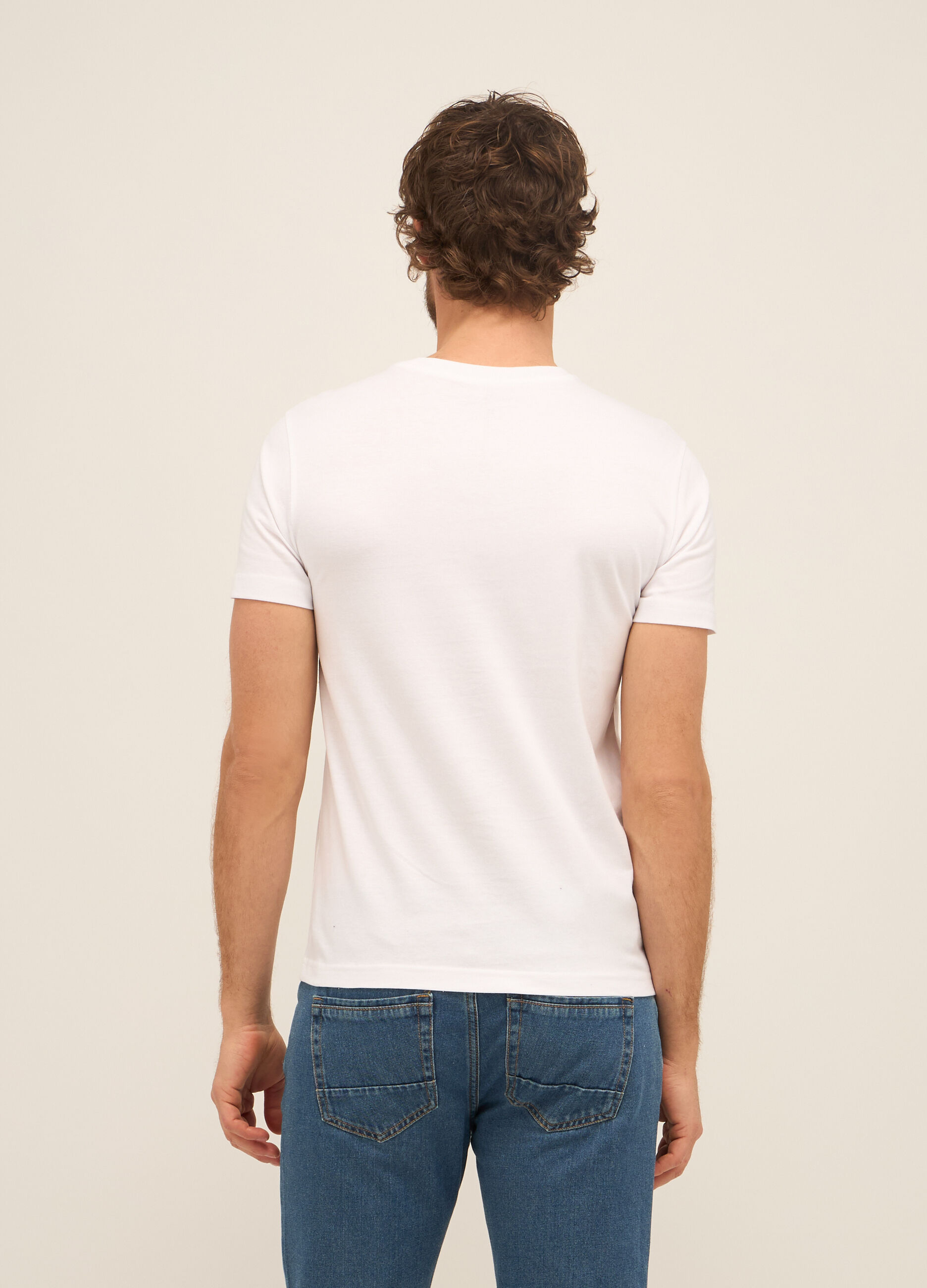 T-shirt girocollo in cotone con stampa uomo_1