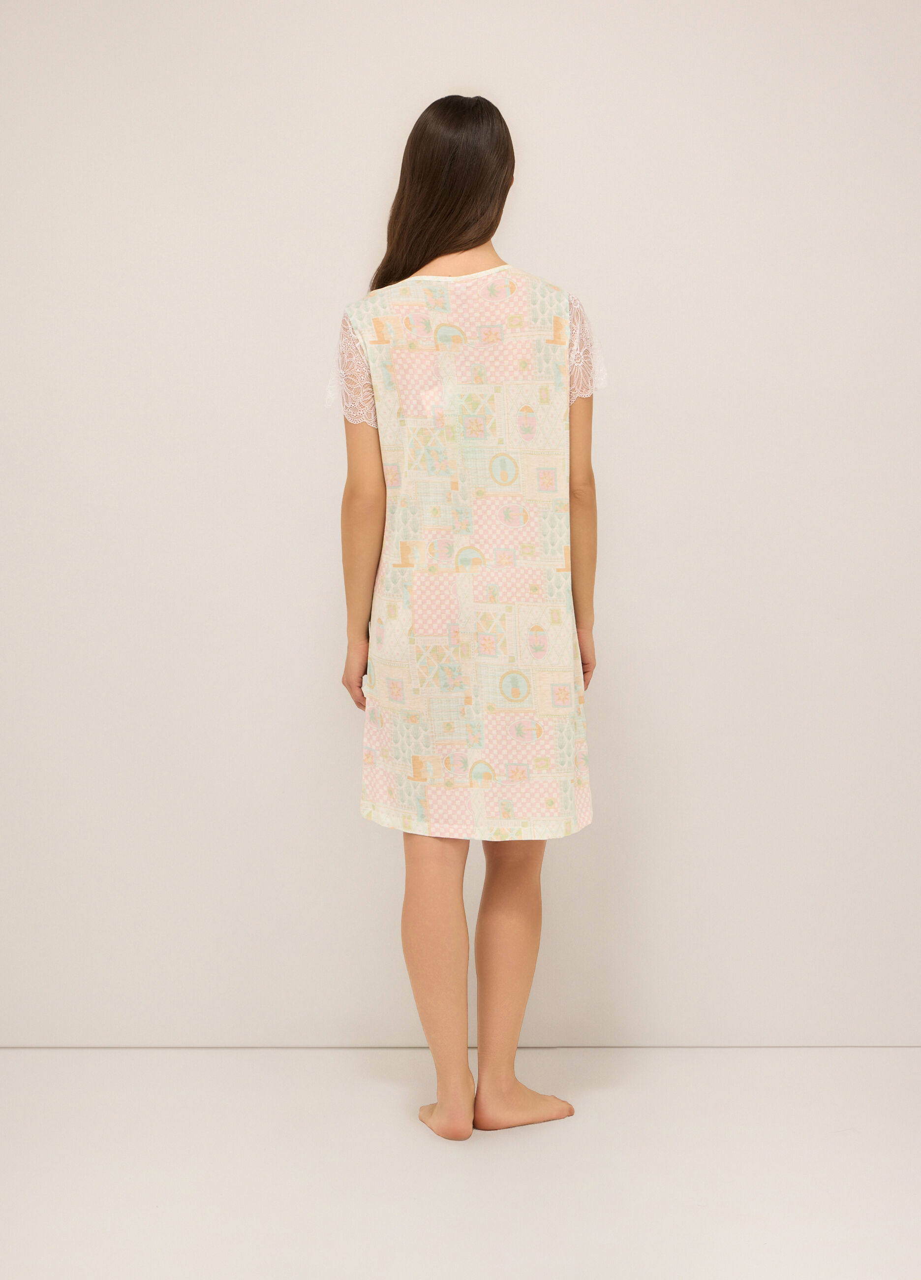 Camicia da notte in pura viscosa con pizzo donna_1