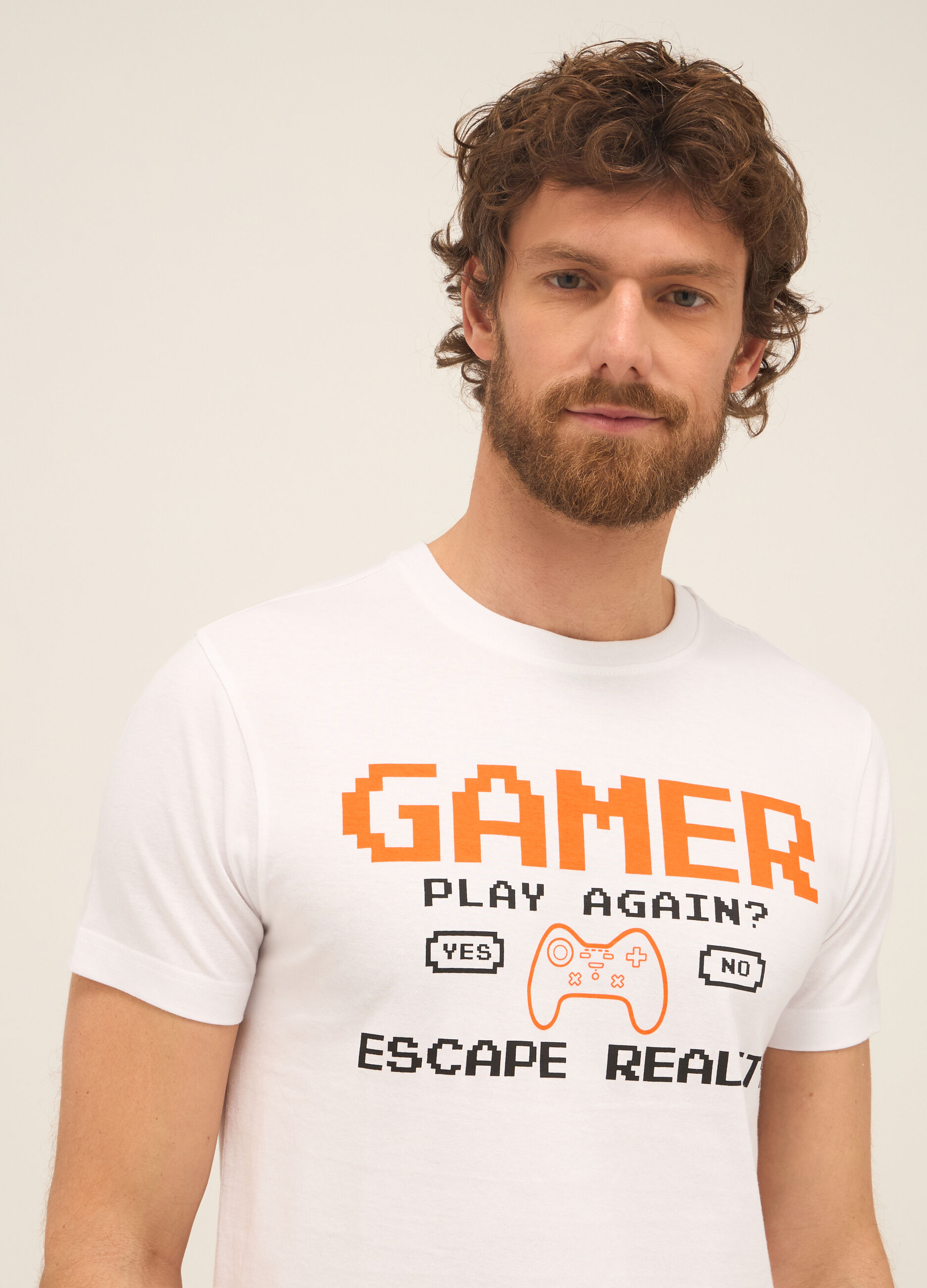 T-shirt girocollo in cotone con stampa uomo_2
