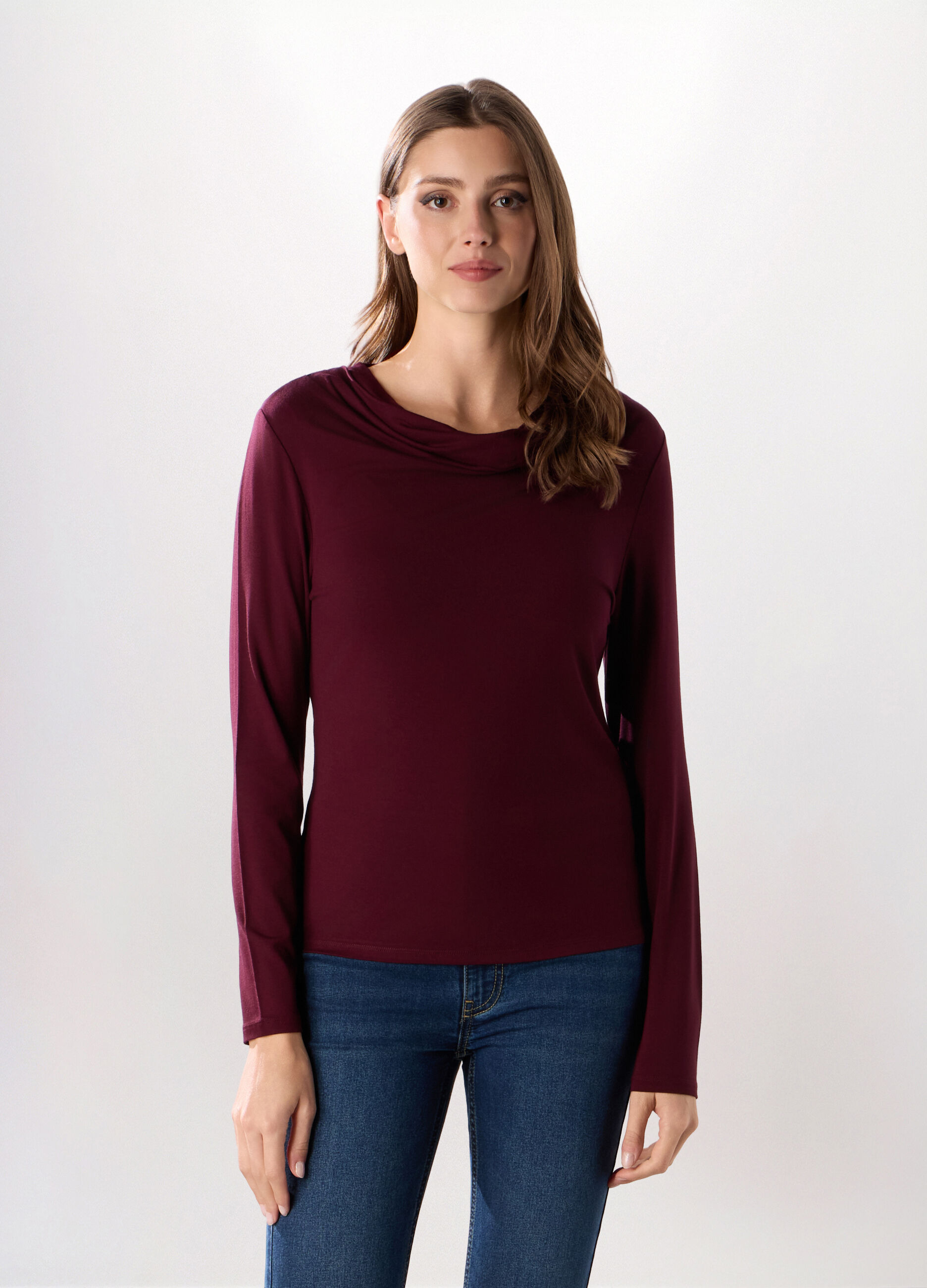 T-shirt in jersey di viscosa stretch donna _0