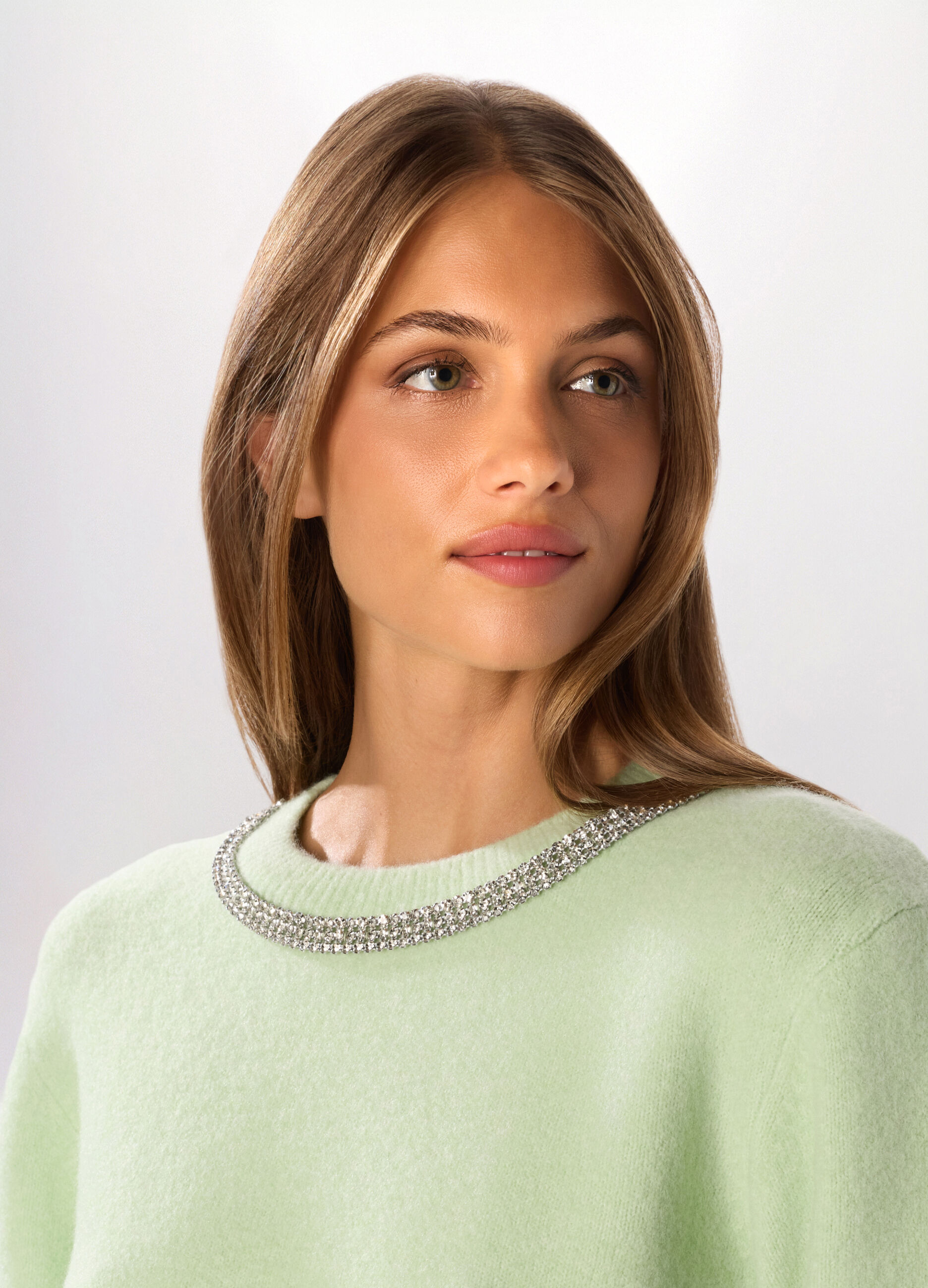 Pullover tricot misto lana con strass donna_2