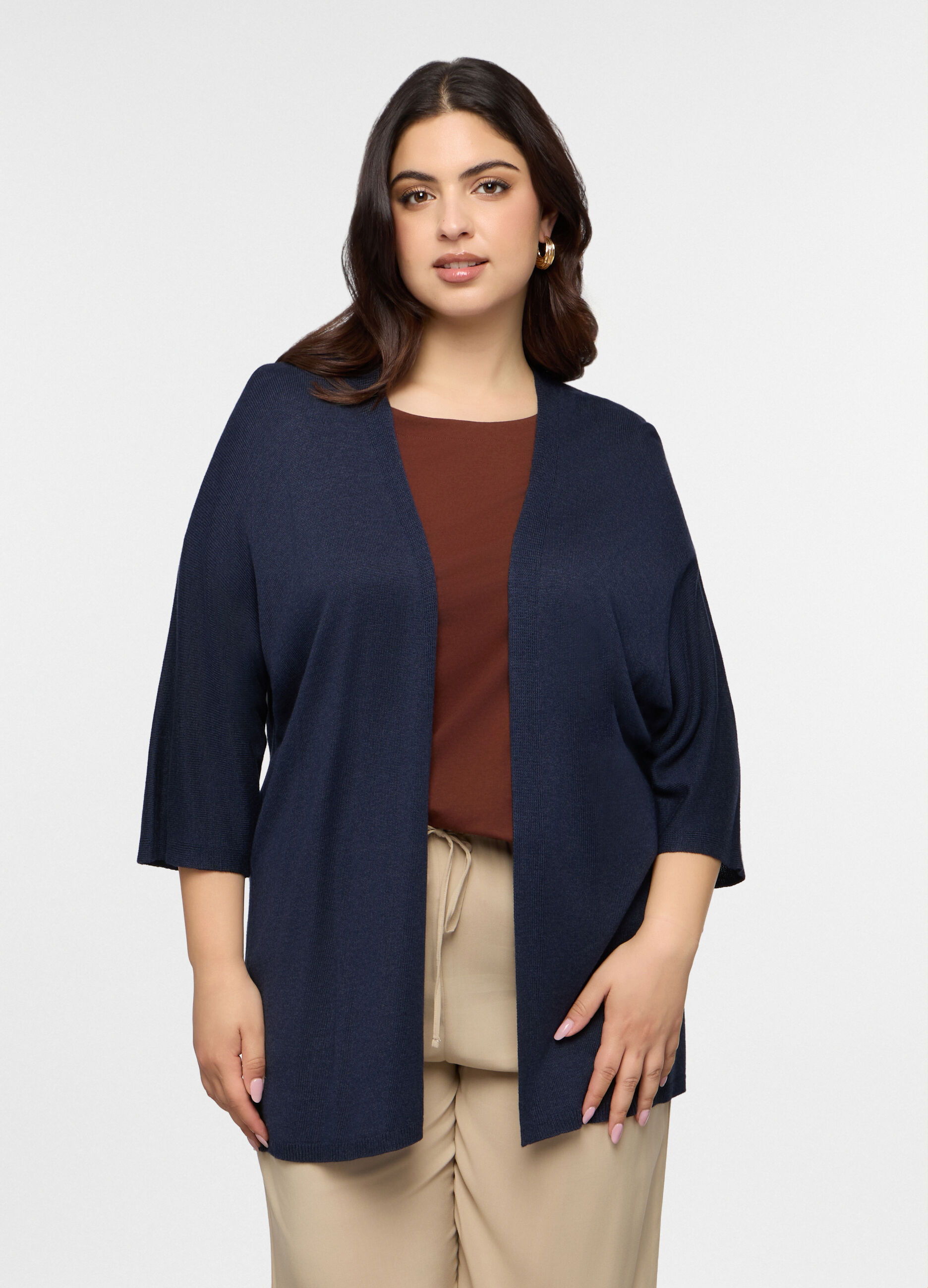 Cardigan misto viscosa aperto donna curvy_0