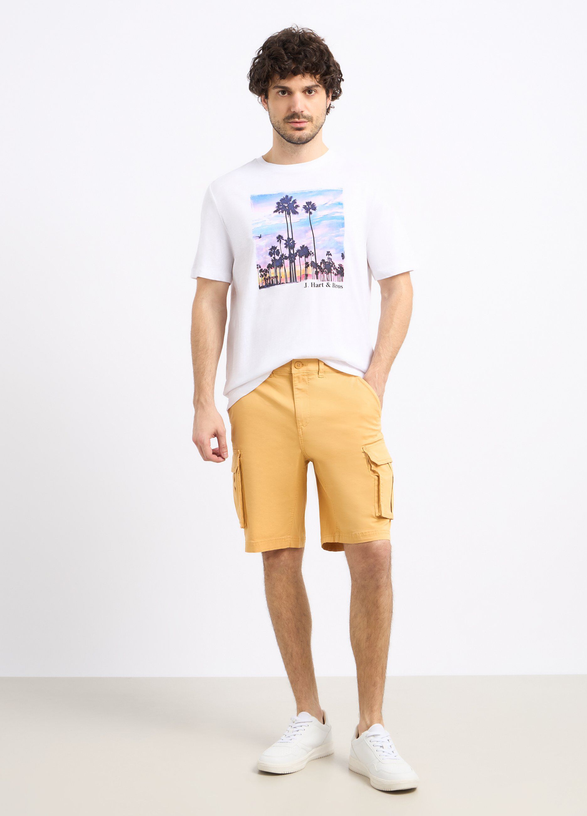 Shorts cargo in cotone stretch uomo