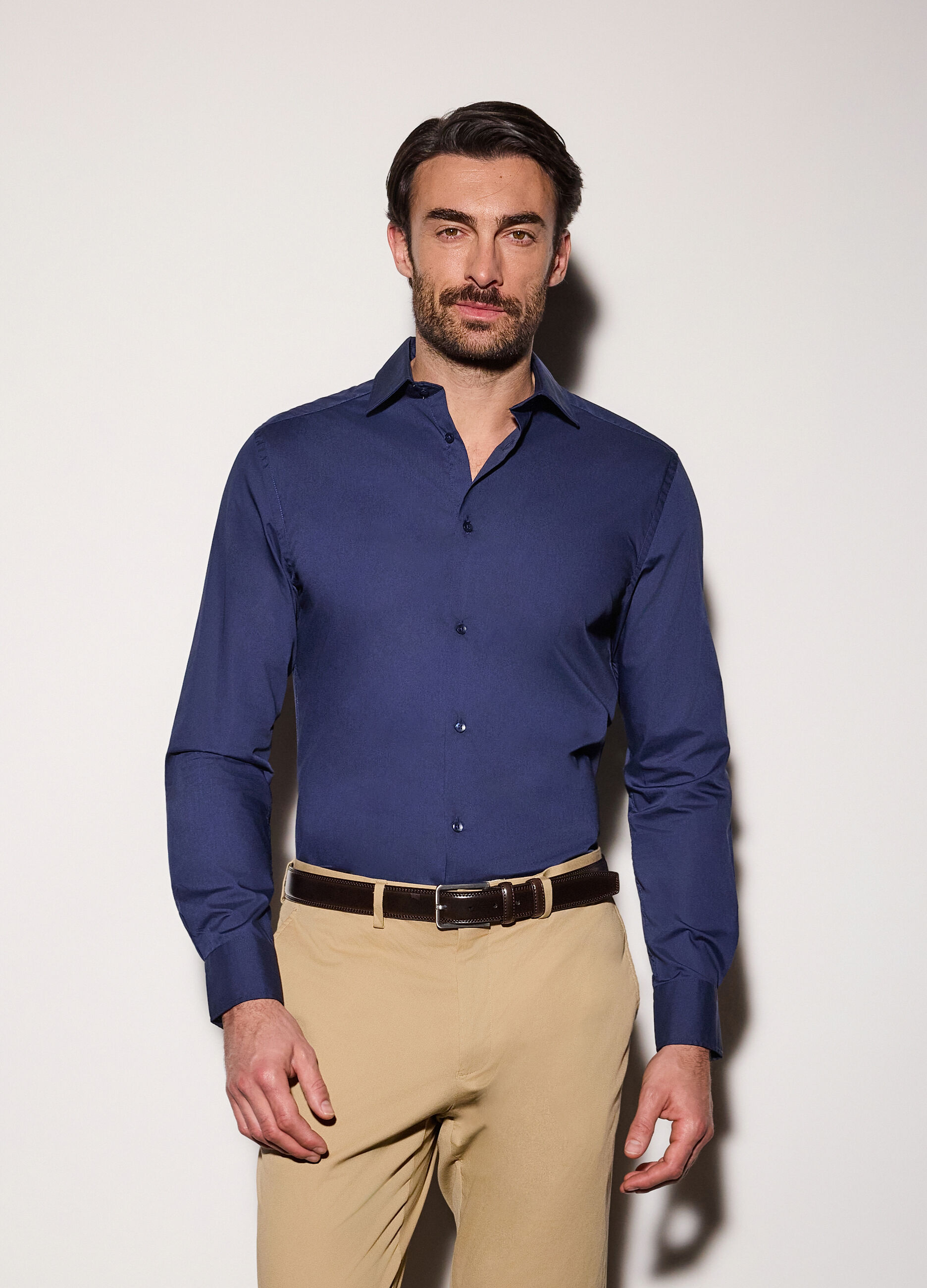Camicia regular fit in misto cotone uomo_0