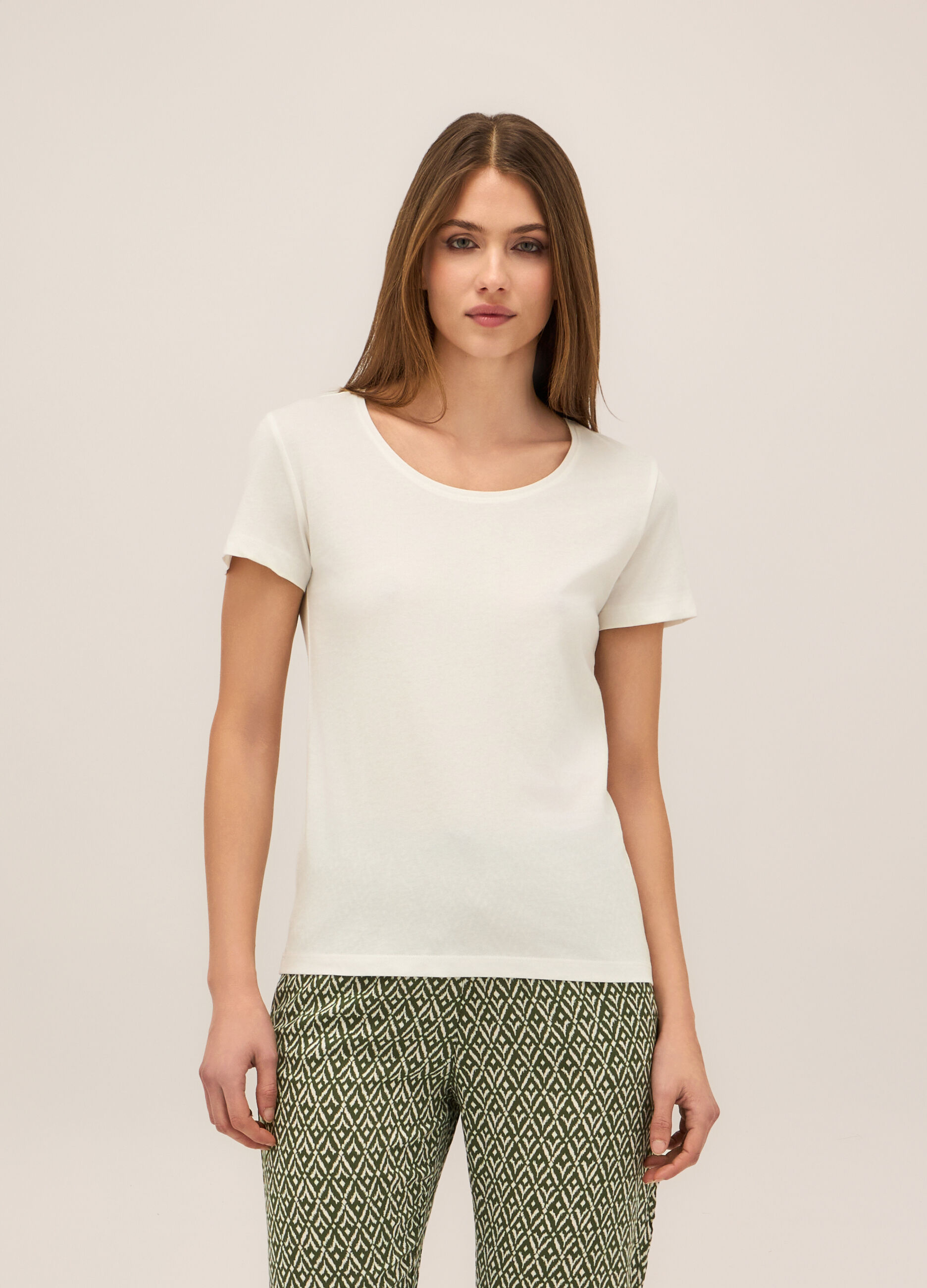 T-shirt in jersey di puro cotone donna_0
