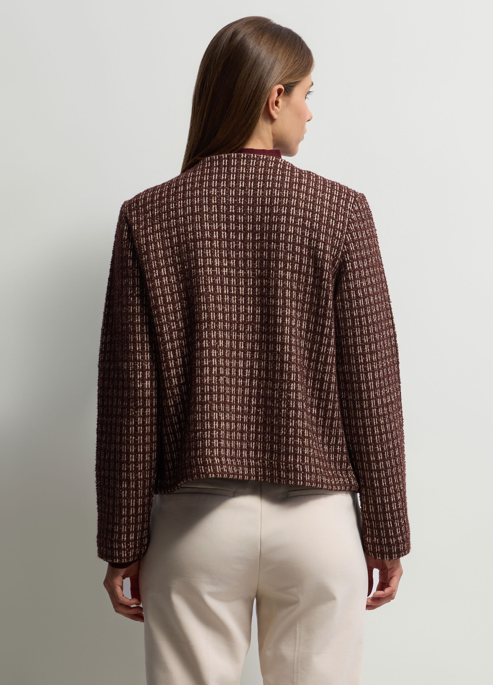 Giacca girocollo in tweed donna_1