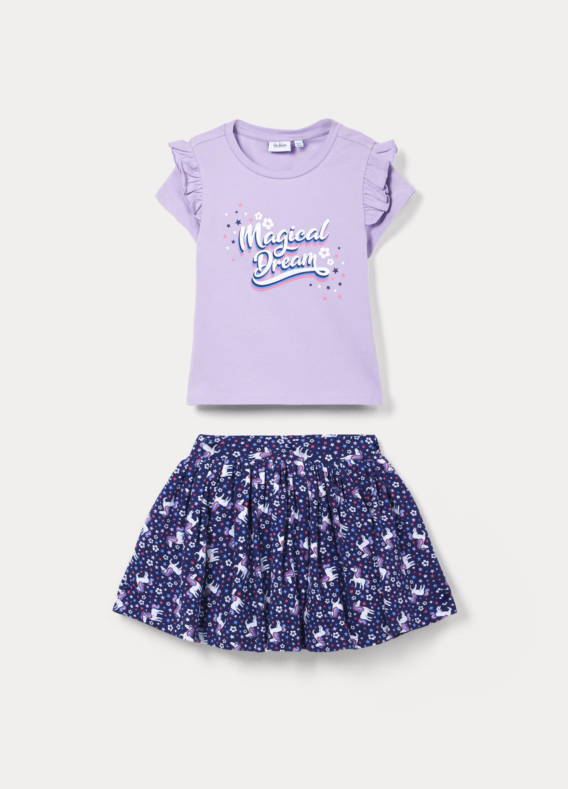 Jogging set in jersey di cotone stretch bambina_0