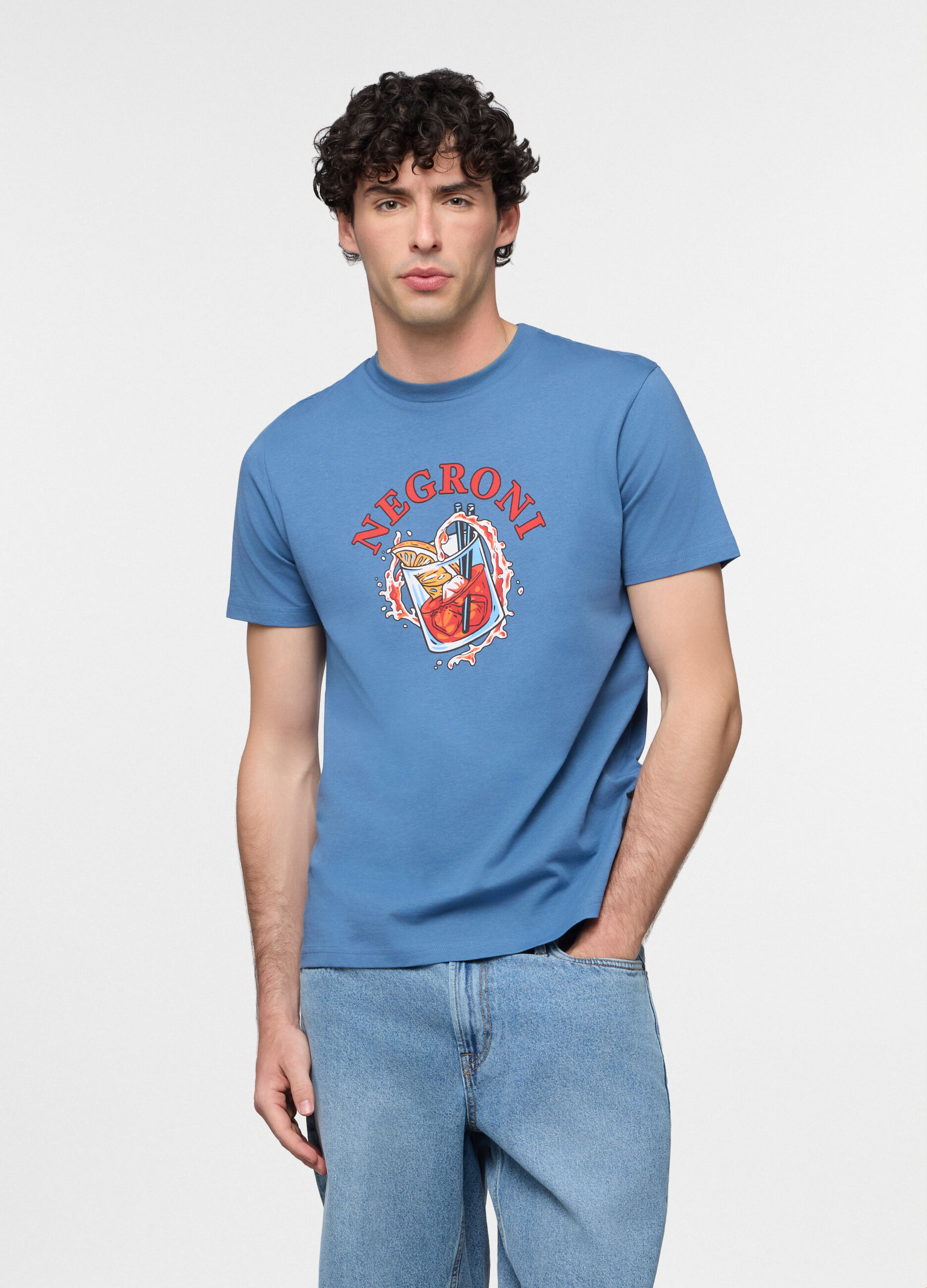 T-shirt in misto cotone con stampa uomo_0