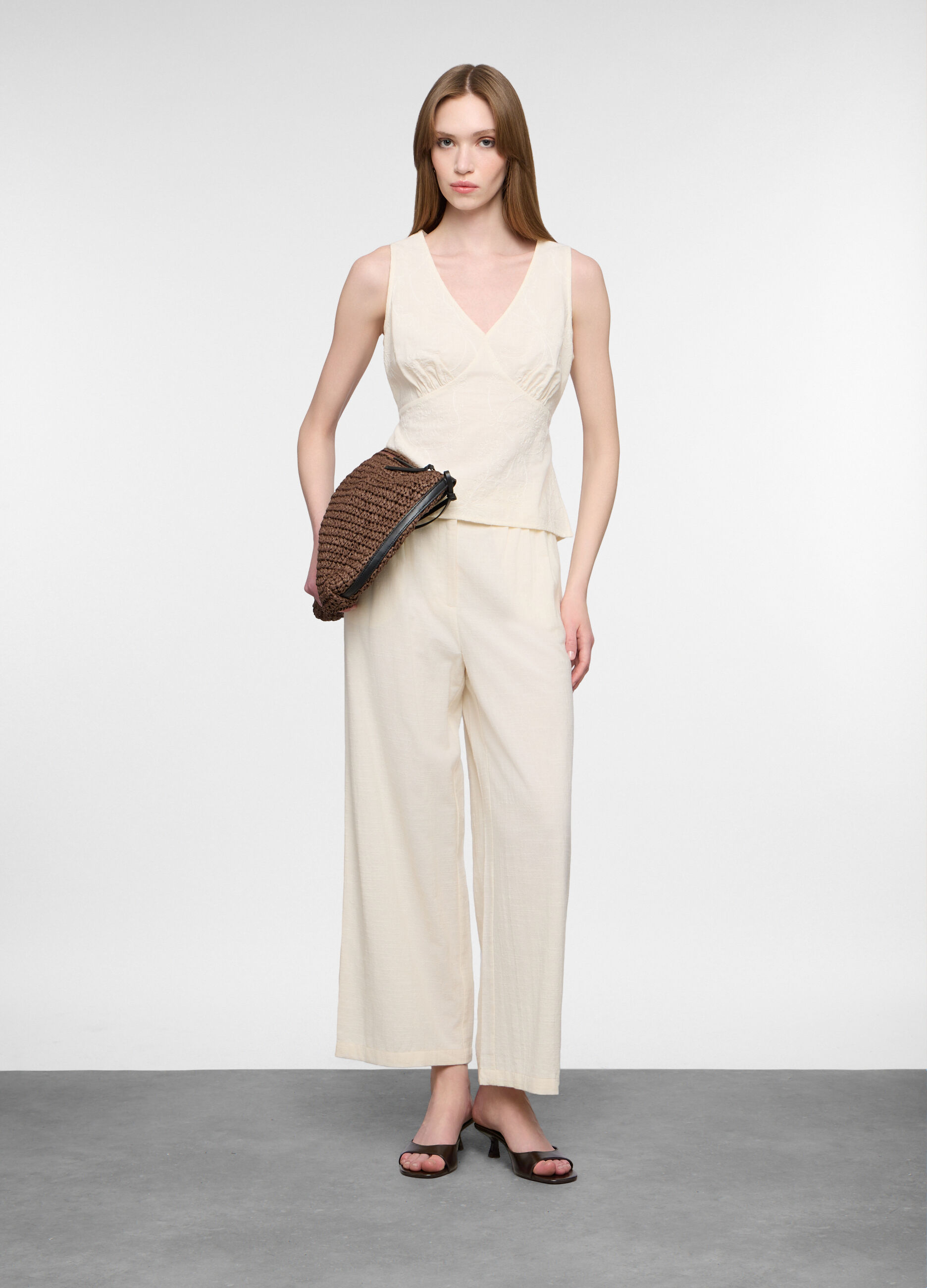 Pantaloni culotte misto cotone donna_0