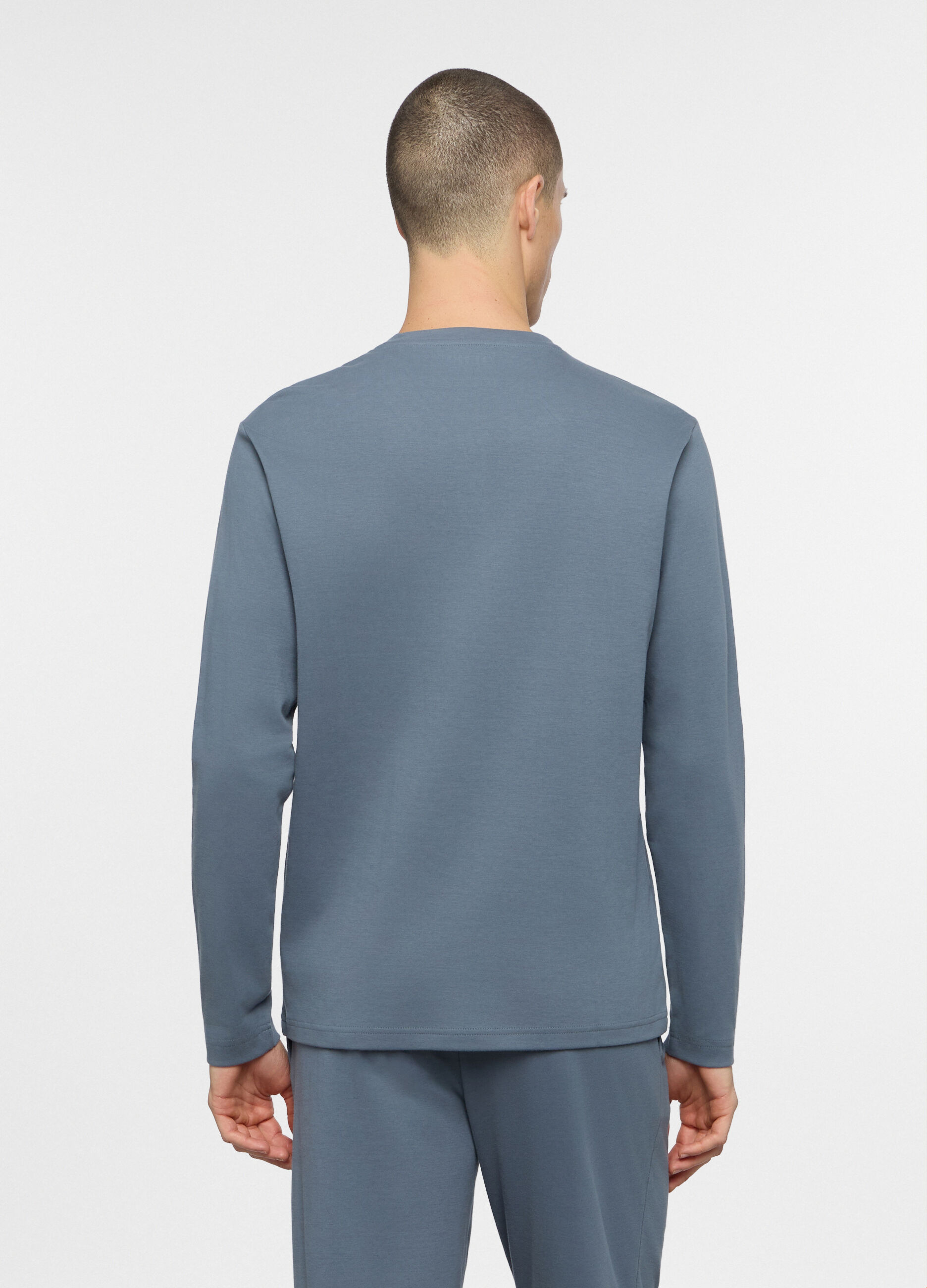 Maglia del pigiama a serafino in cotone uomo_1