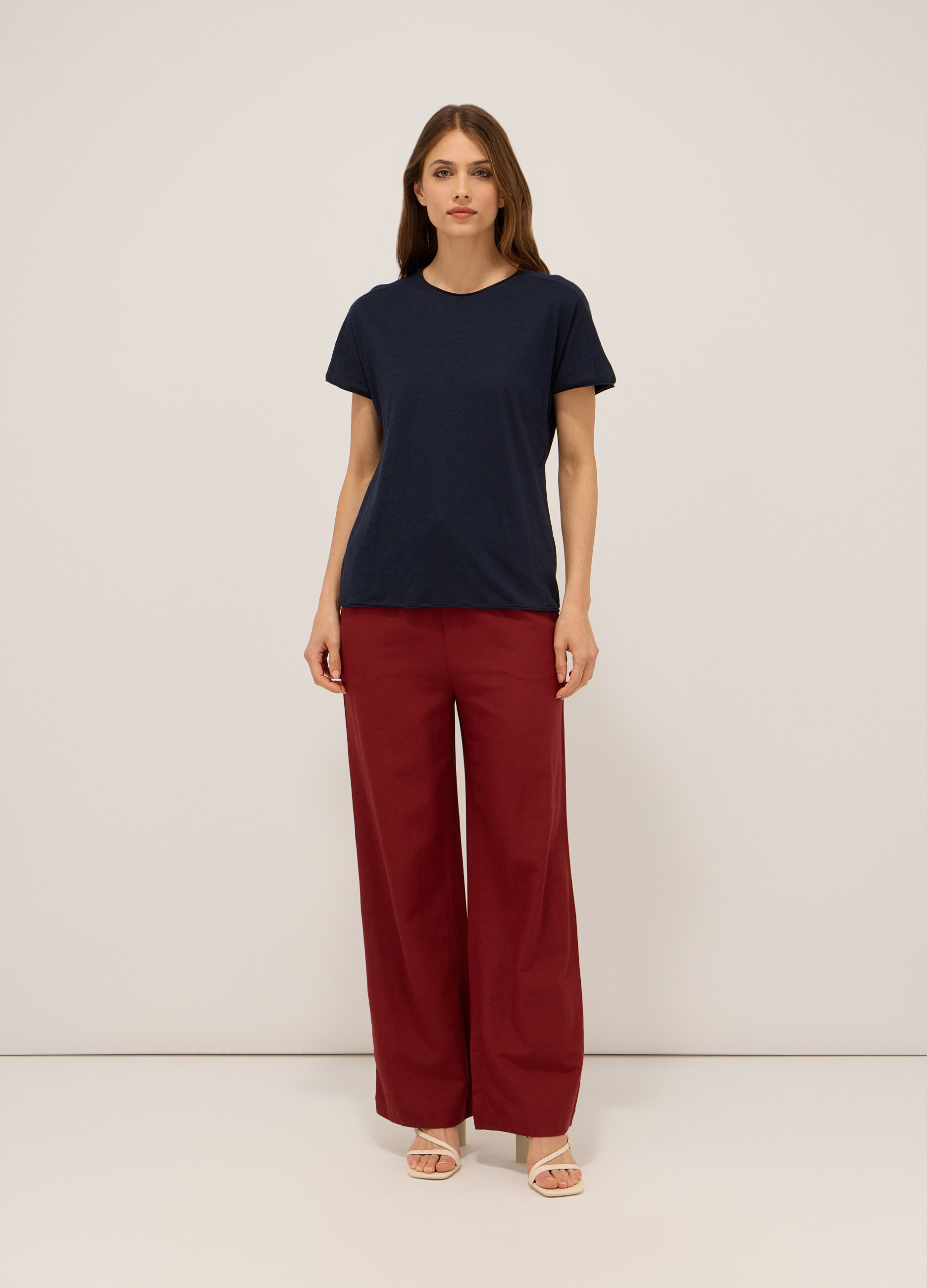 Pantaloni misto lino donna_0