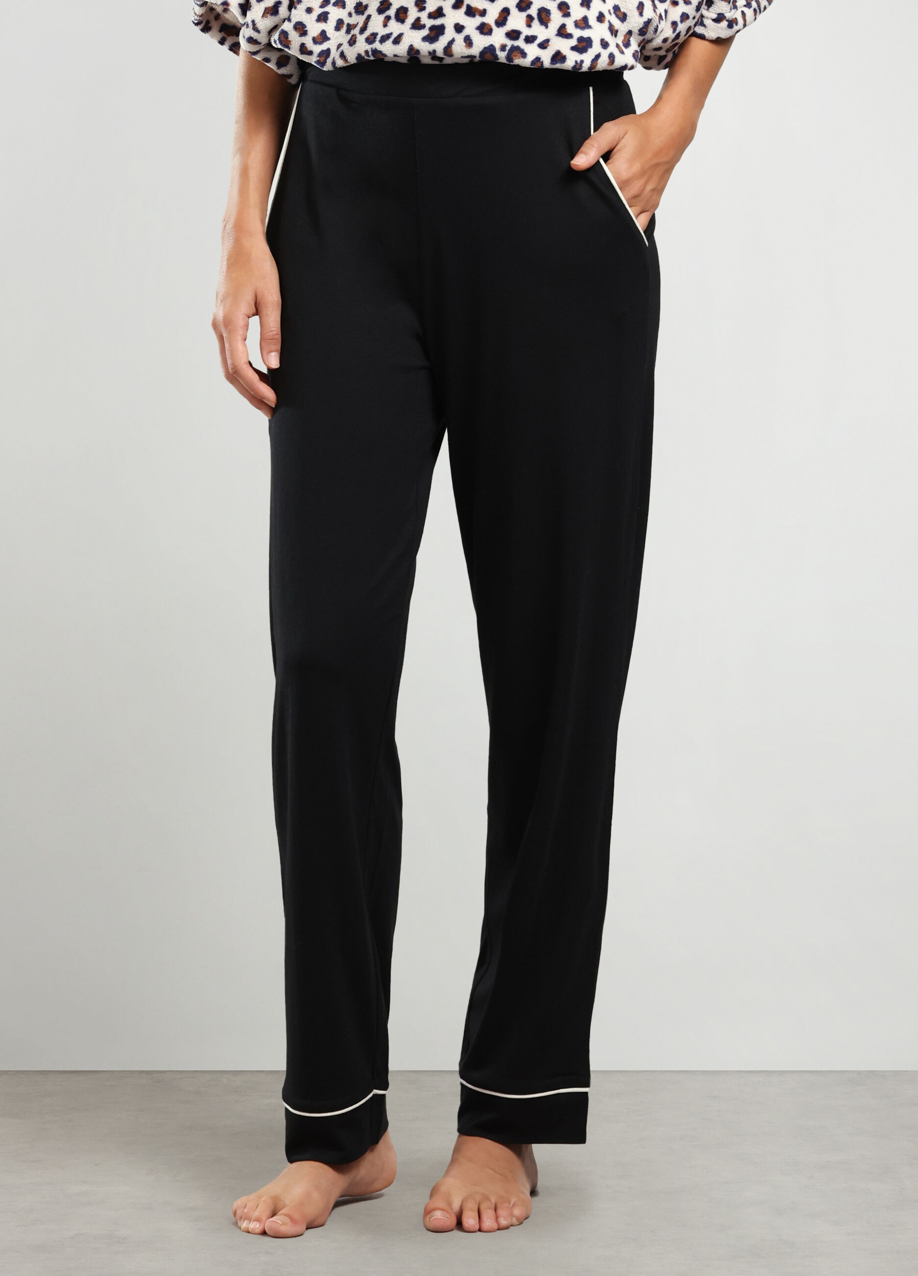 Pantaloni lunghi pigiama in misto cotone donna_0