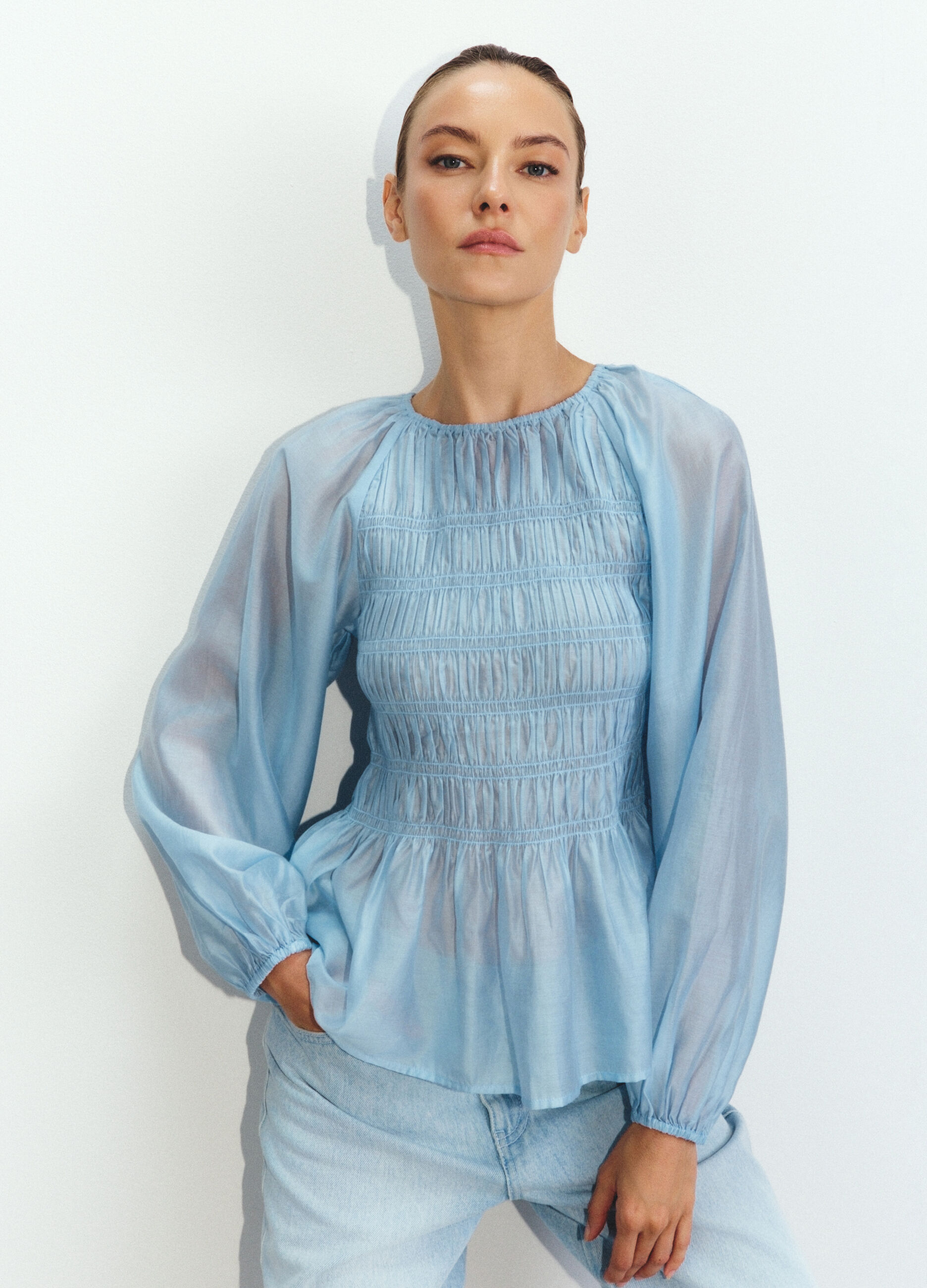 Blusa Fit Slim in mista Lyocell donna_1